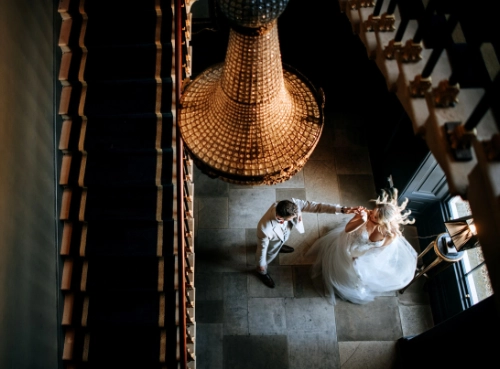 Top View of Newly Wedded Couple
