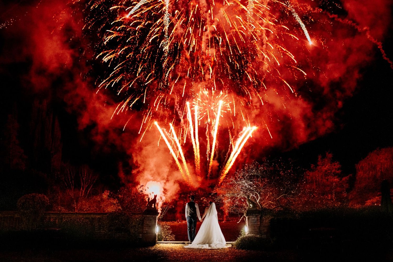 Wedding fireworks display captured by Lincolnshire wedding photographer