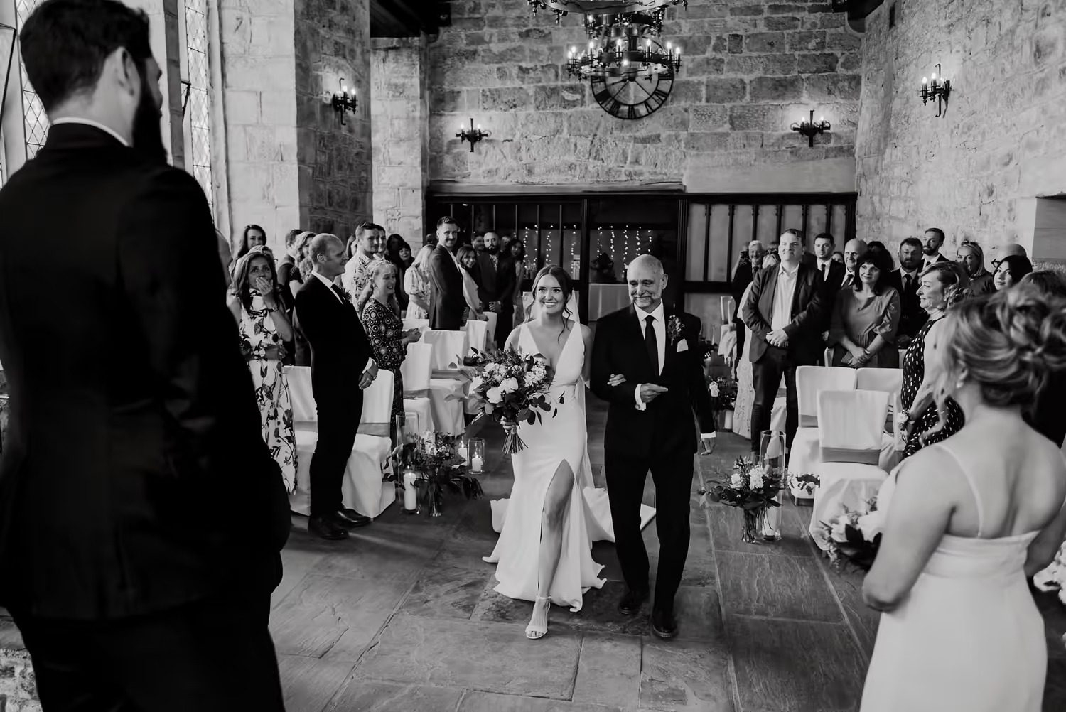 Black and white wedding ceremony photograph at The Priests House