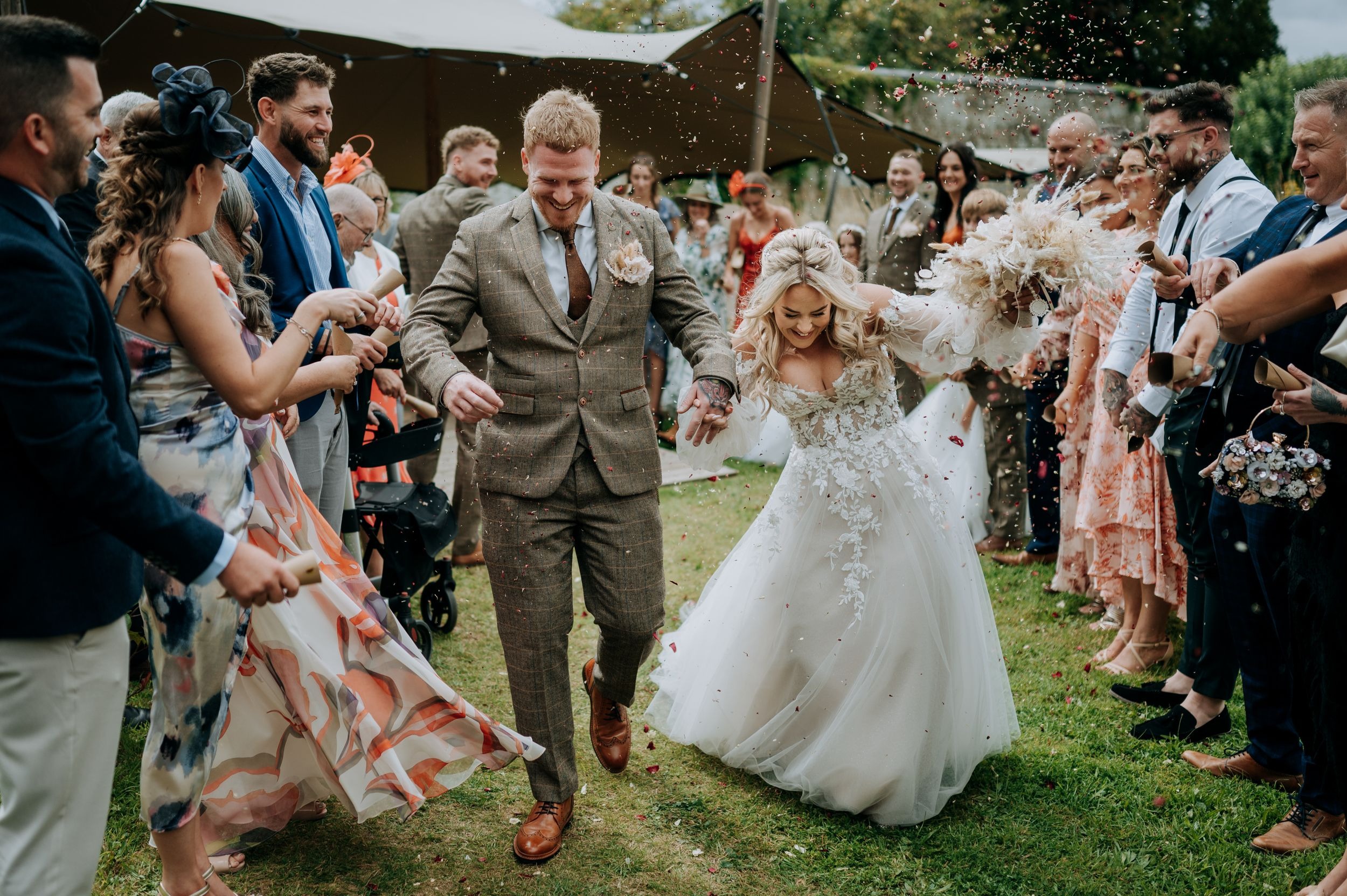 Confetti celebration at Scrivelsby wedding venue in Lincolnshire