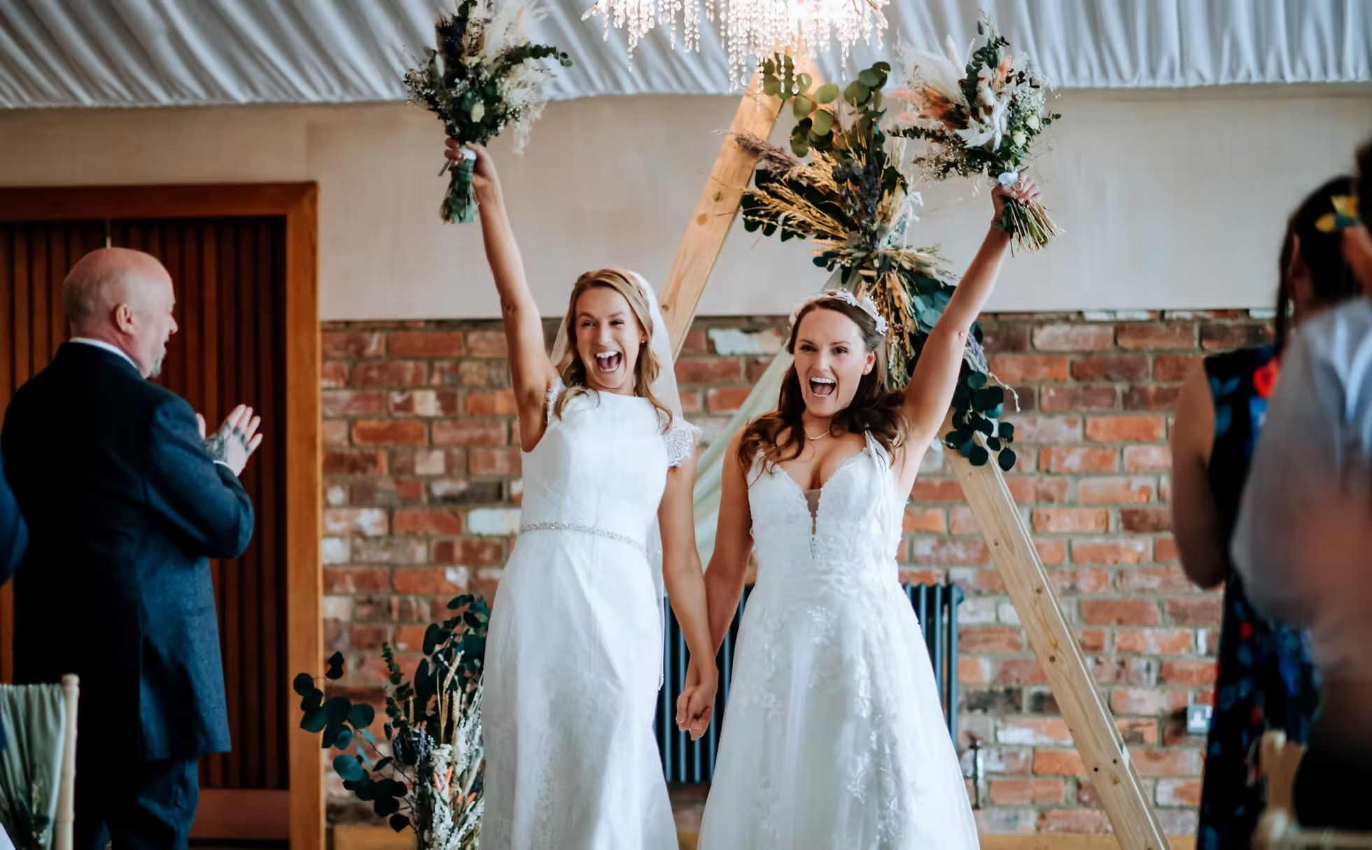 Bride and Bride entering wedding ceremony at Willerby Barn Hull