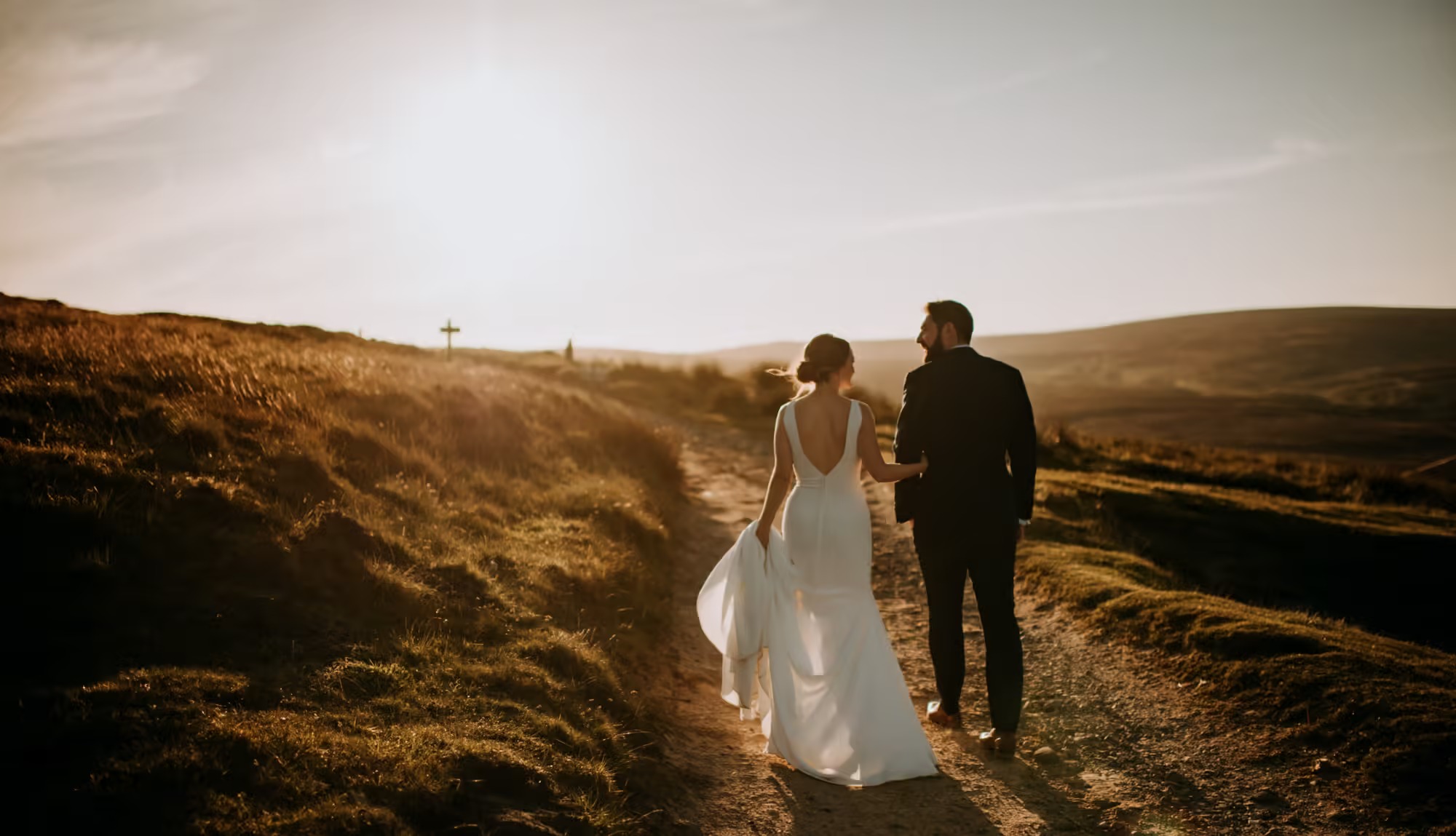 Bride and groom sunset portrait at The Priests House wedding venue