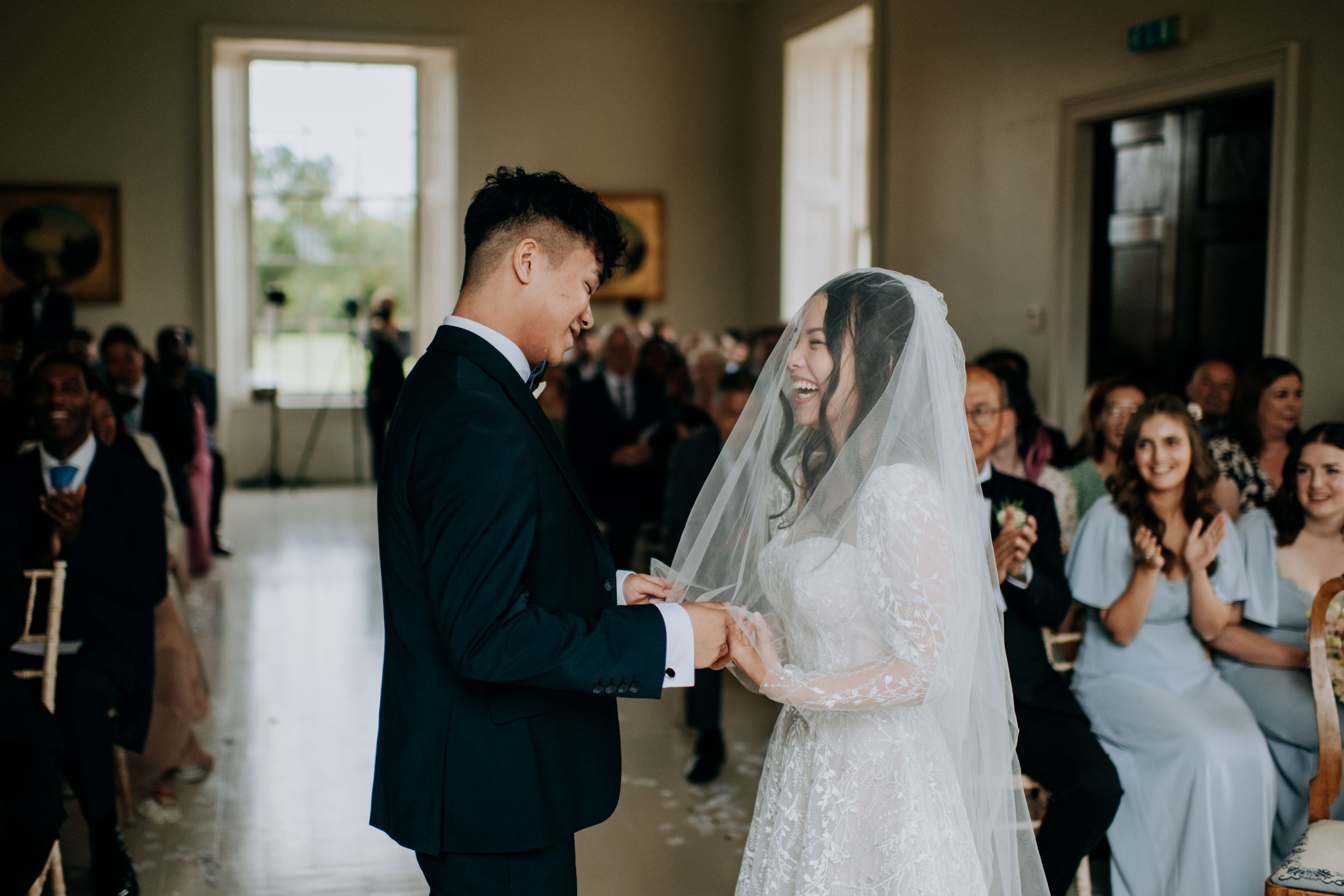 Wedding ceremony inside Stubton Hall wedding venue