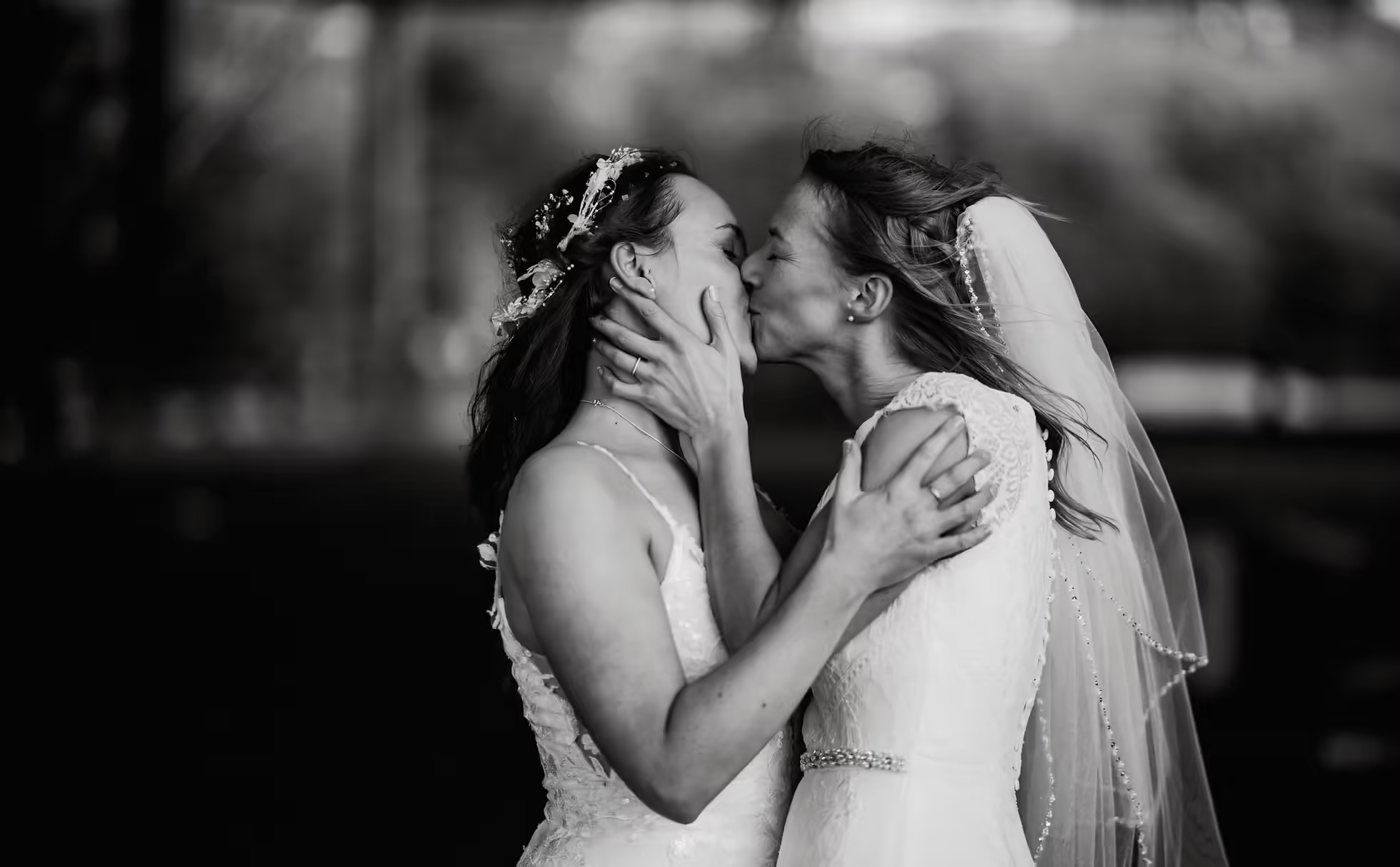 Black and white romantic wedding portrait at Willerby Barn Hull