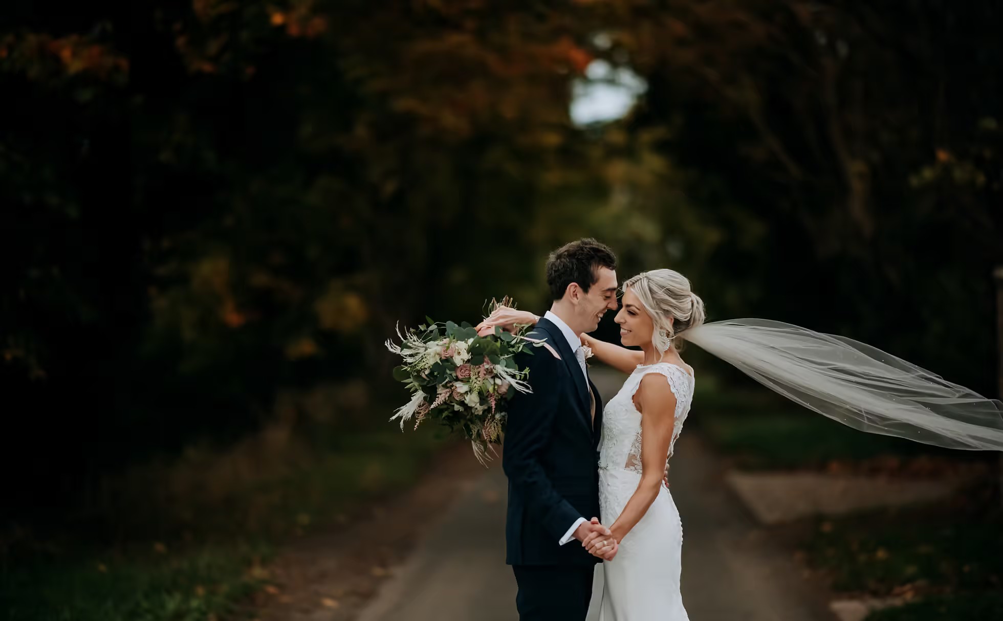 Bride and groom portrait at The Normans wedding venue in Yorkshire