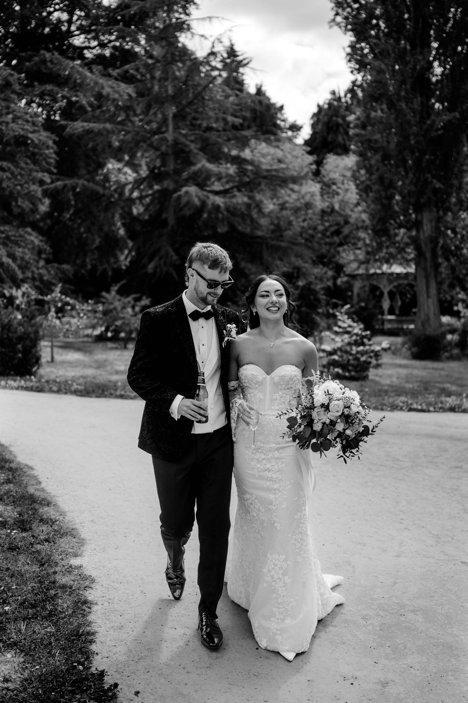 Black and white bride and groom portrait in Lincolnshire
