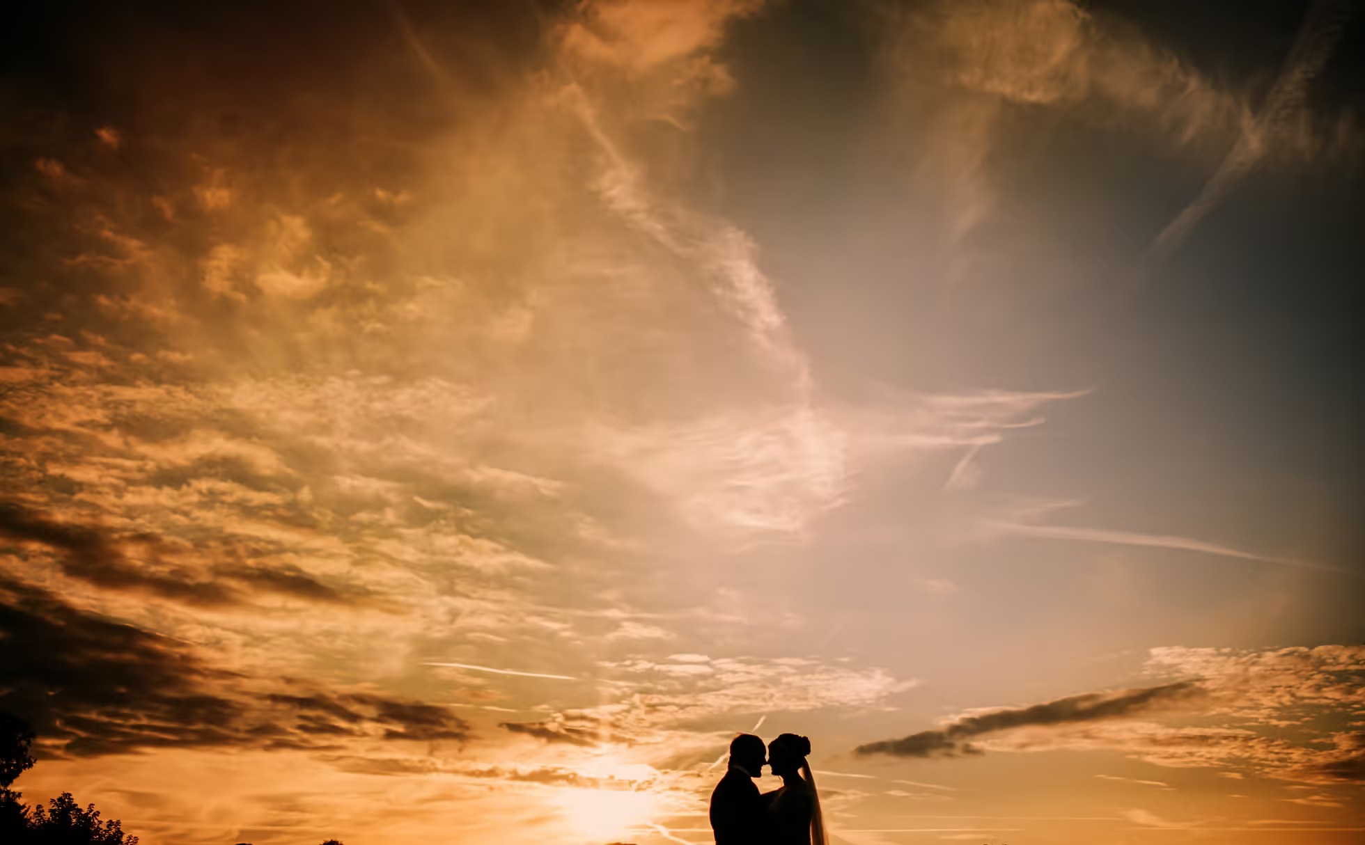 Sunset wedding portrait at Willerby Barn wedding venue in Hull