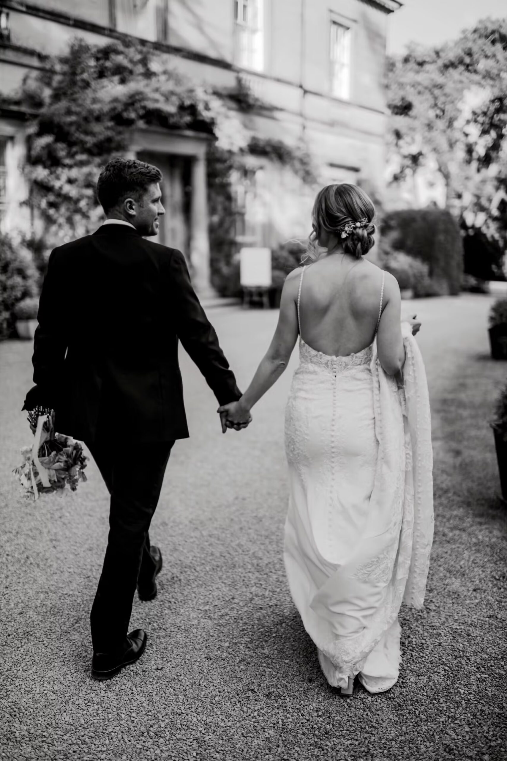 Black & White Bride & Groom photograph at Middleton Lodge Wedding