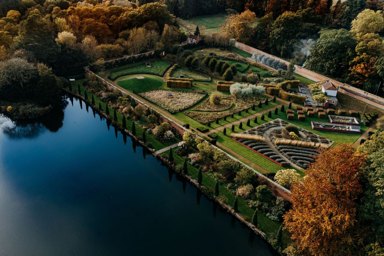 Aerial view of Lincolnshire wedding venue and gardens