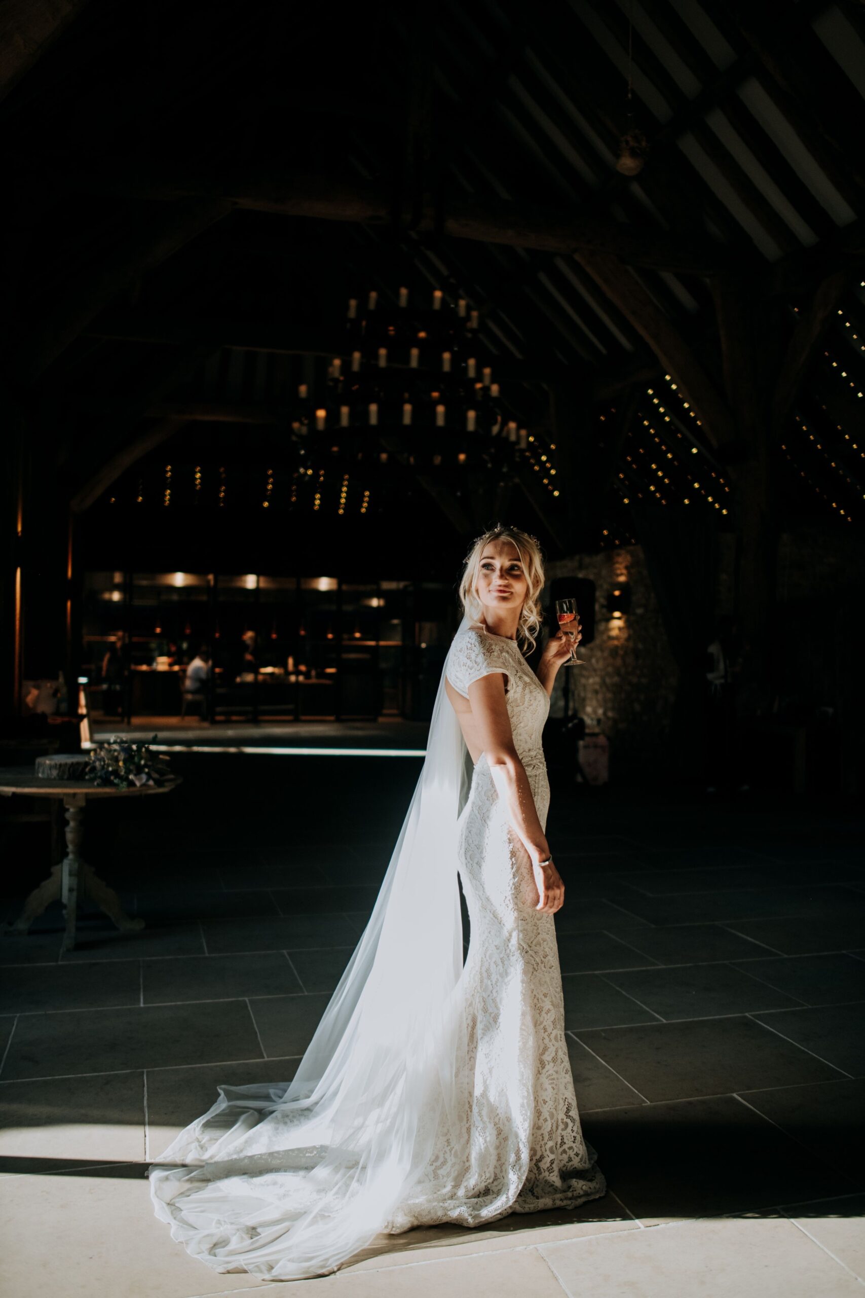 Bride at Tithe Barn Wedding Photography