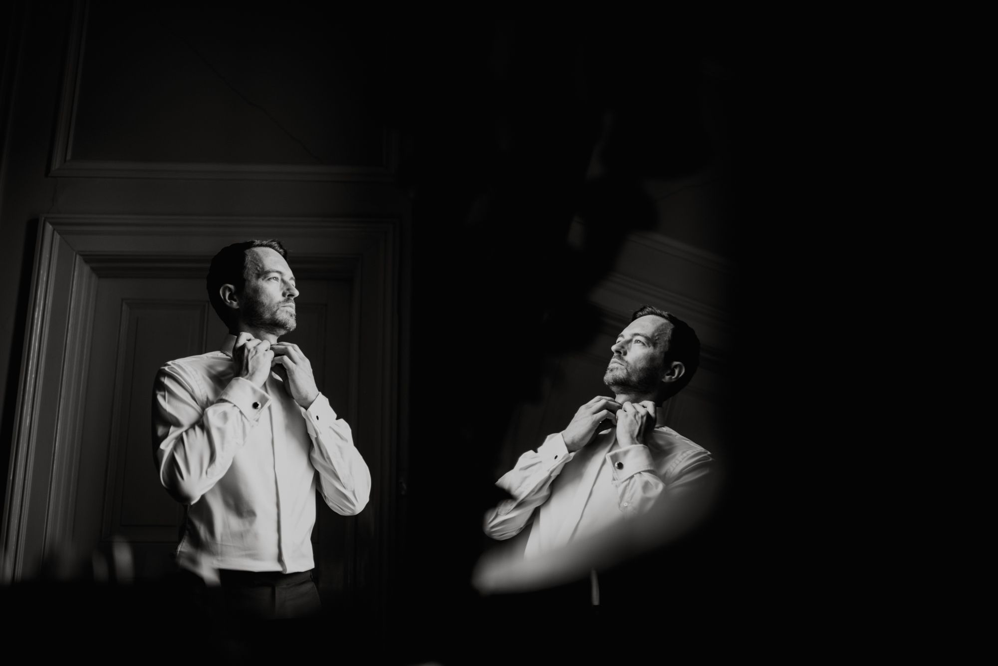 Birdsall House Wedding - Groom getting ready for the big day