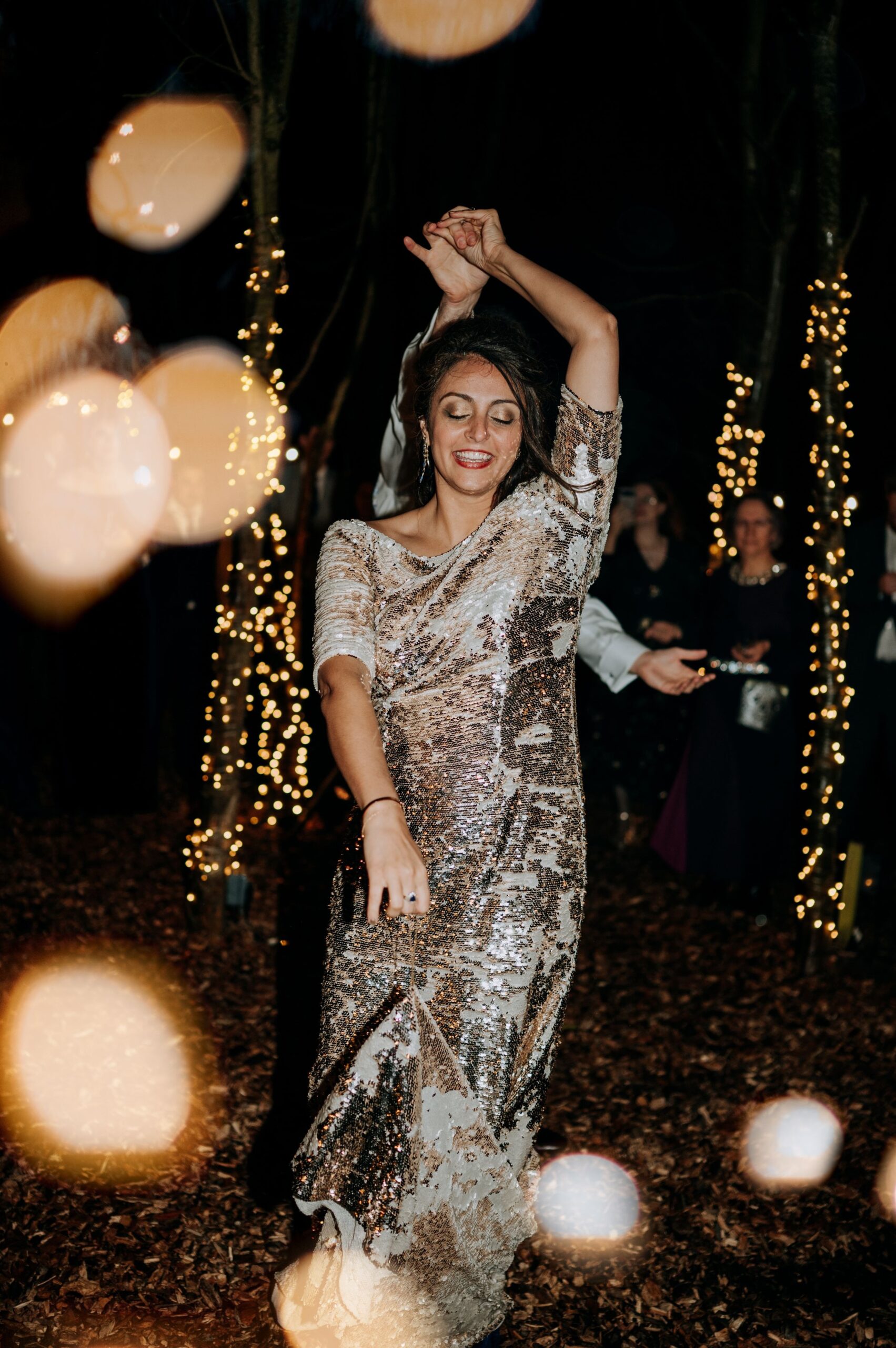 Wedding guest dancing at Oaklands wedding reception party