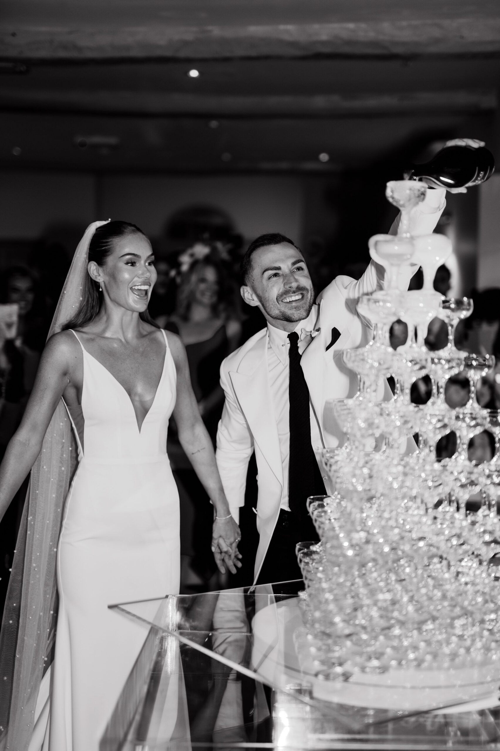Doddington Hall Wedding Photograph of a Champagne Glass Stack