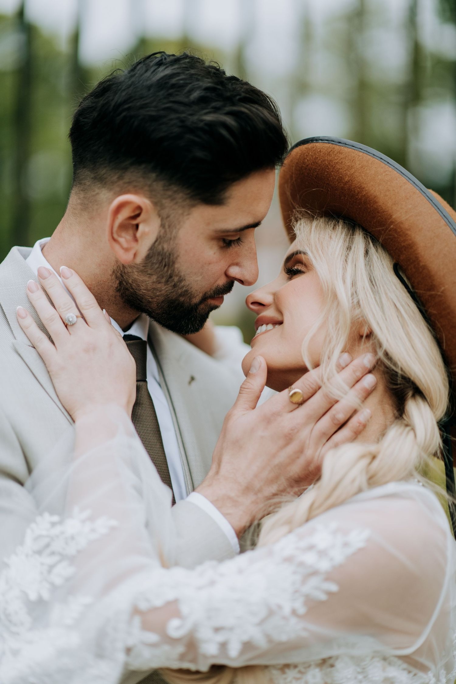 Close-up romantic wedding portrait by Lincolnshire wedding photographer