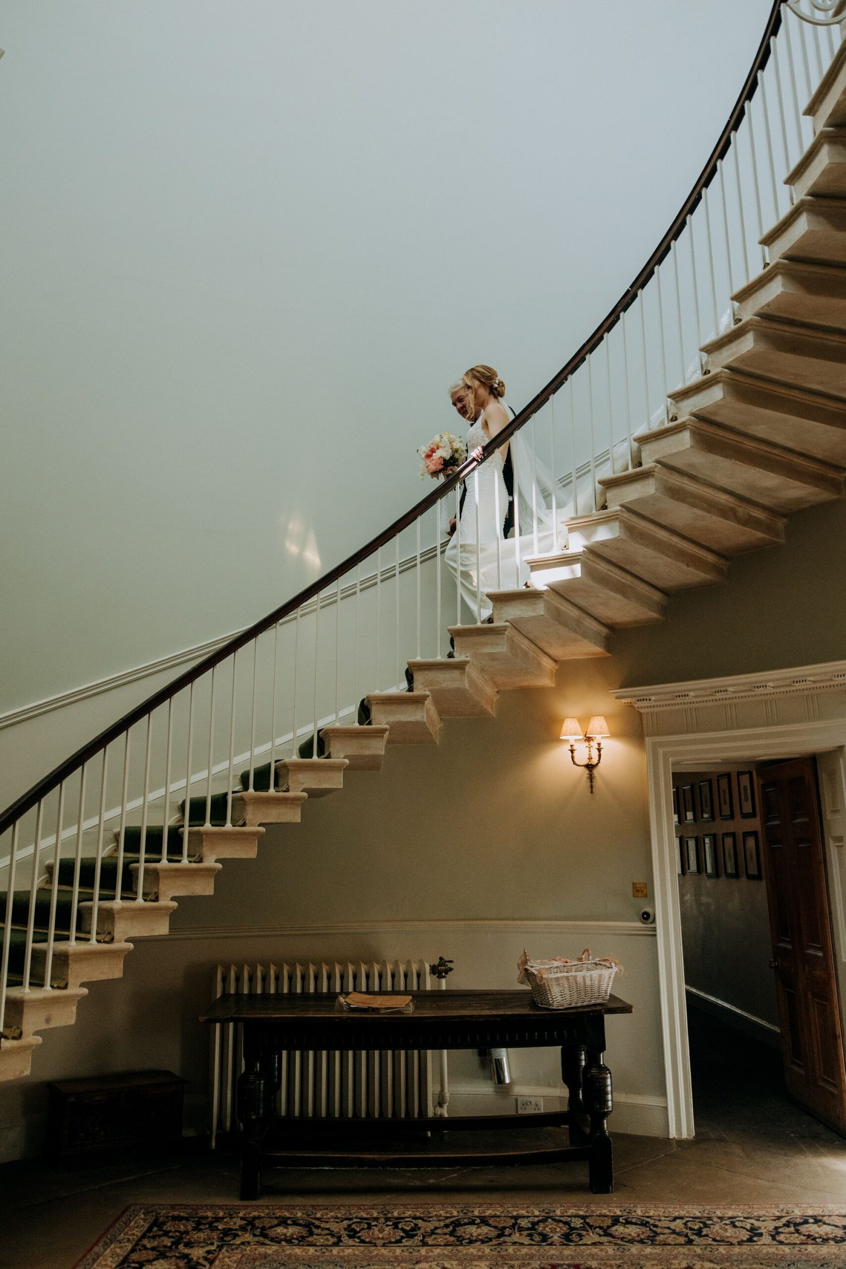 Staircase Bride Photography at Middleton Lodge