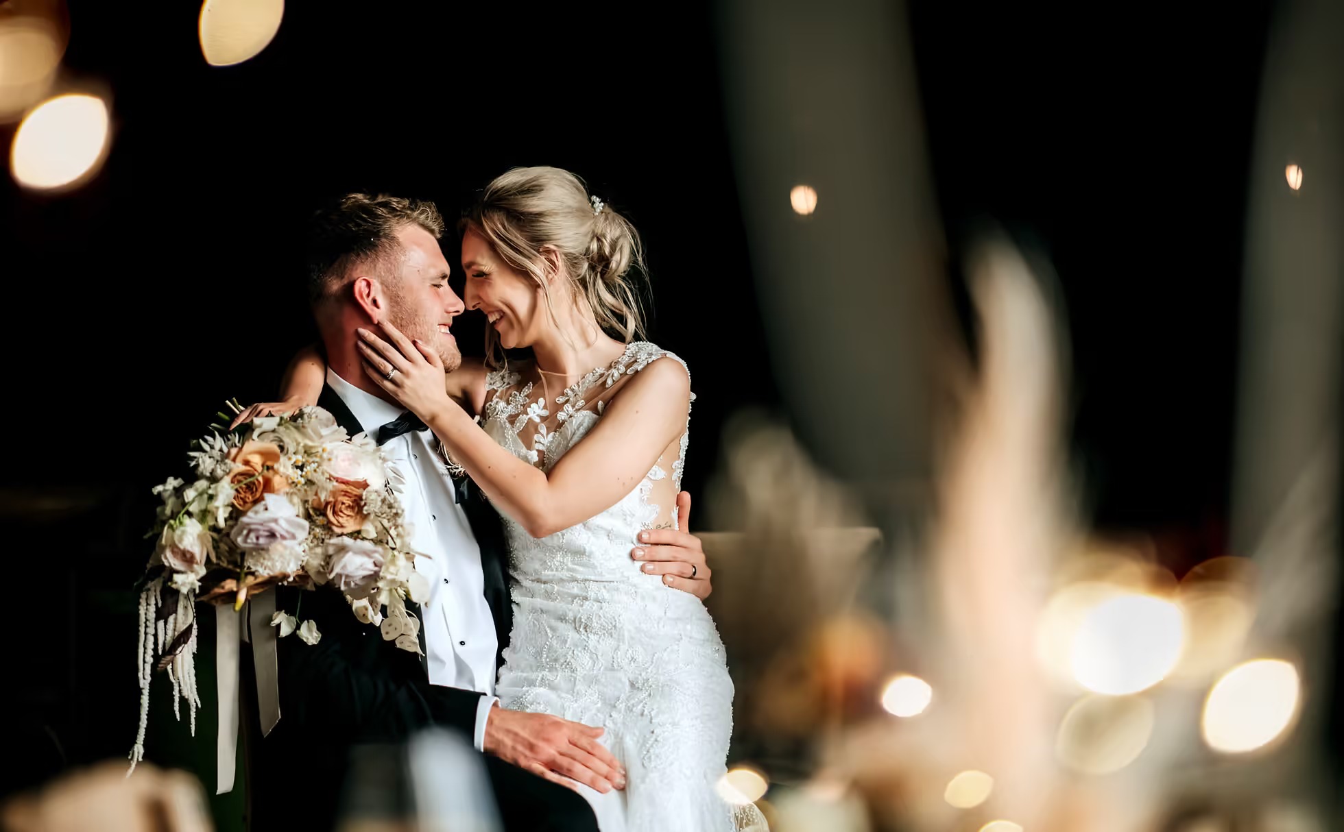 Bride and groom first dance at Little Wold Vineyard wedding venue
