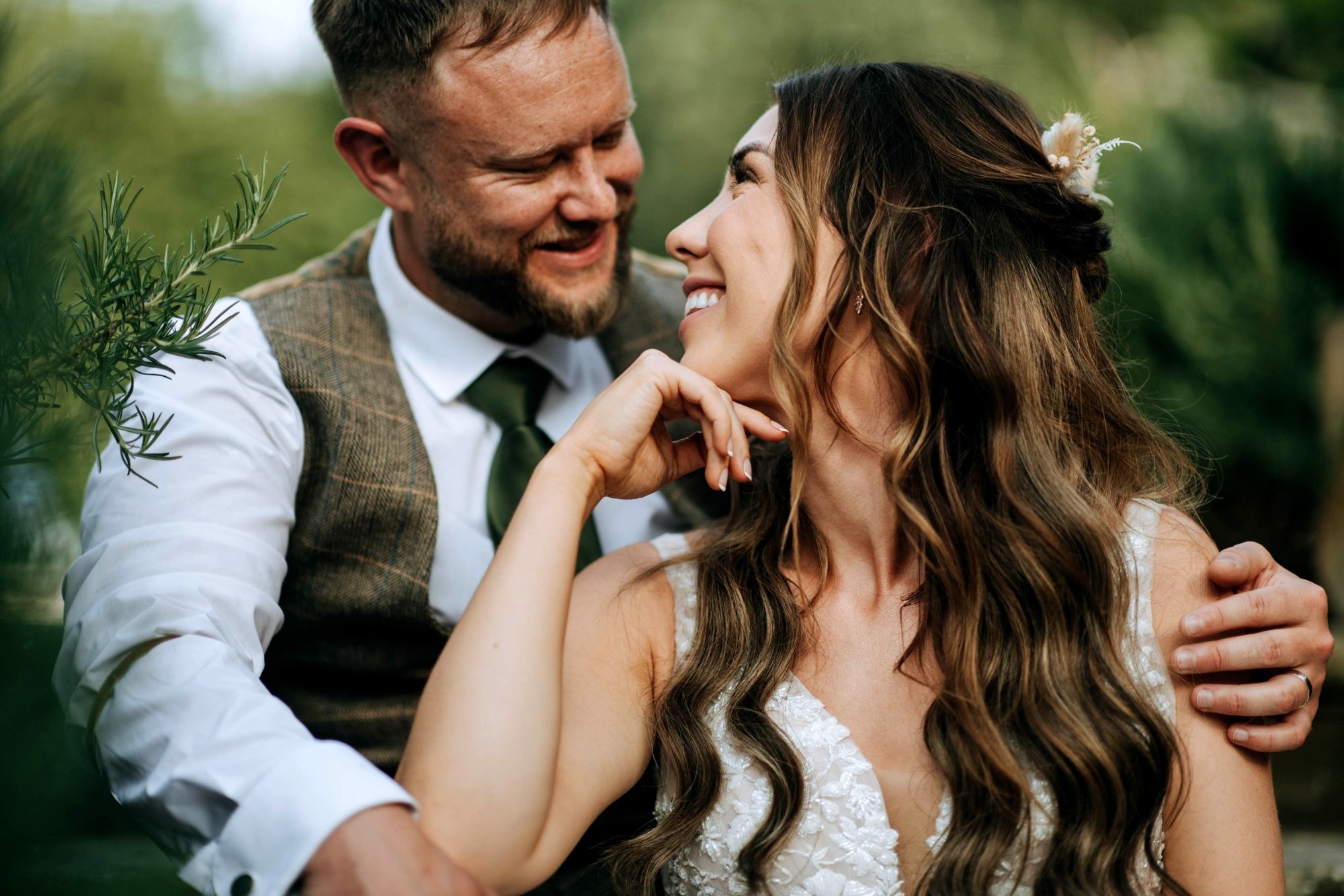Bride and groom portrait during reception at Hirst Priory