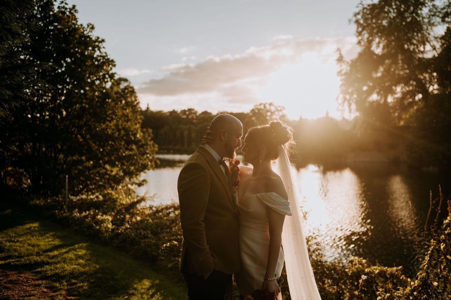 Elsham Hall Wedding Photograph of Bride & Groom in Susnet