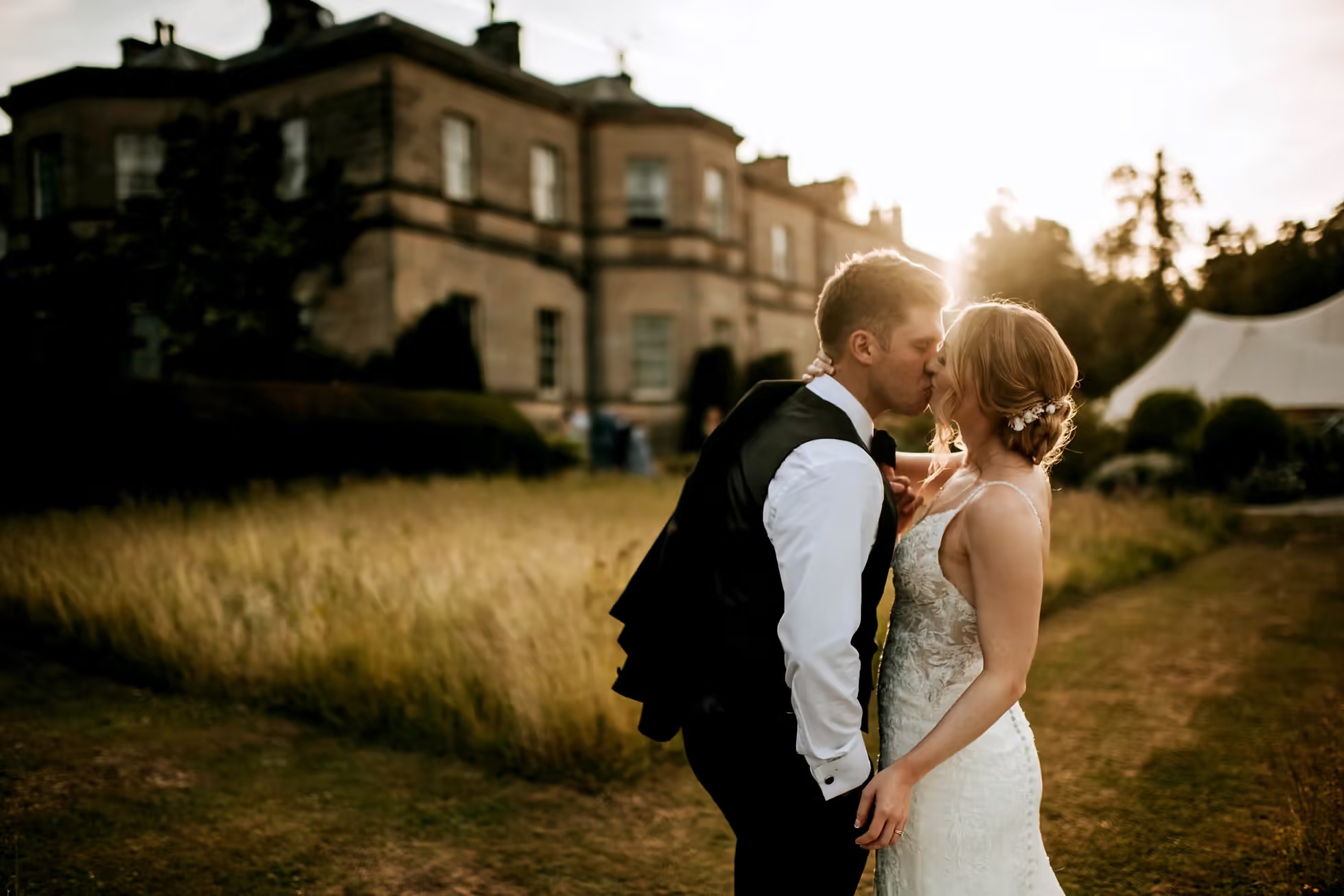 Sunset Bride & Groom Middleton Lodge Wedding Photograph