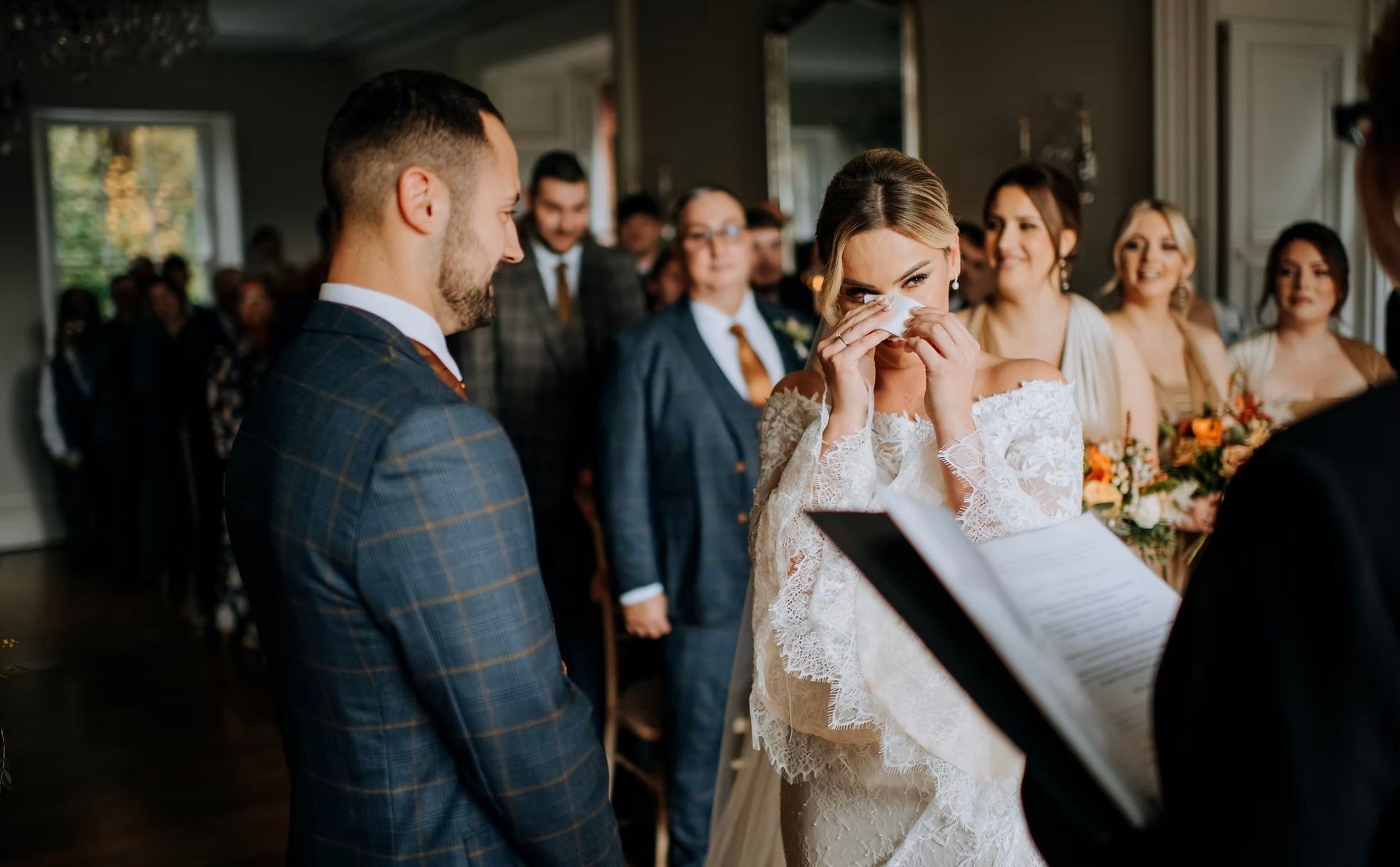 Wedding vows inside Hirst Priory wedding venue