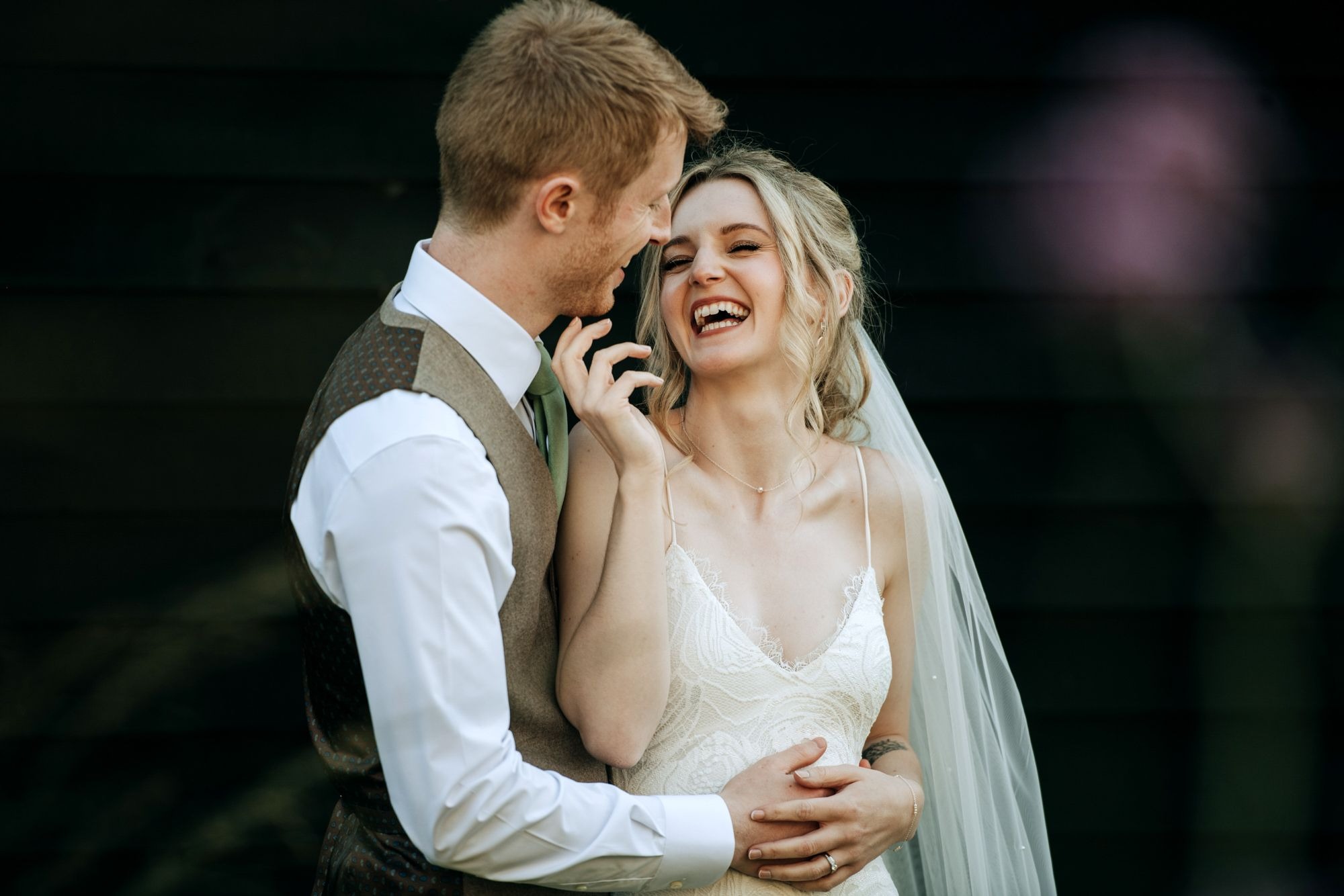 Bride and groom portrait at Riverlands wedding venue