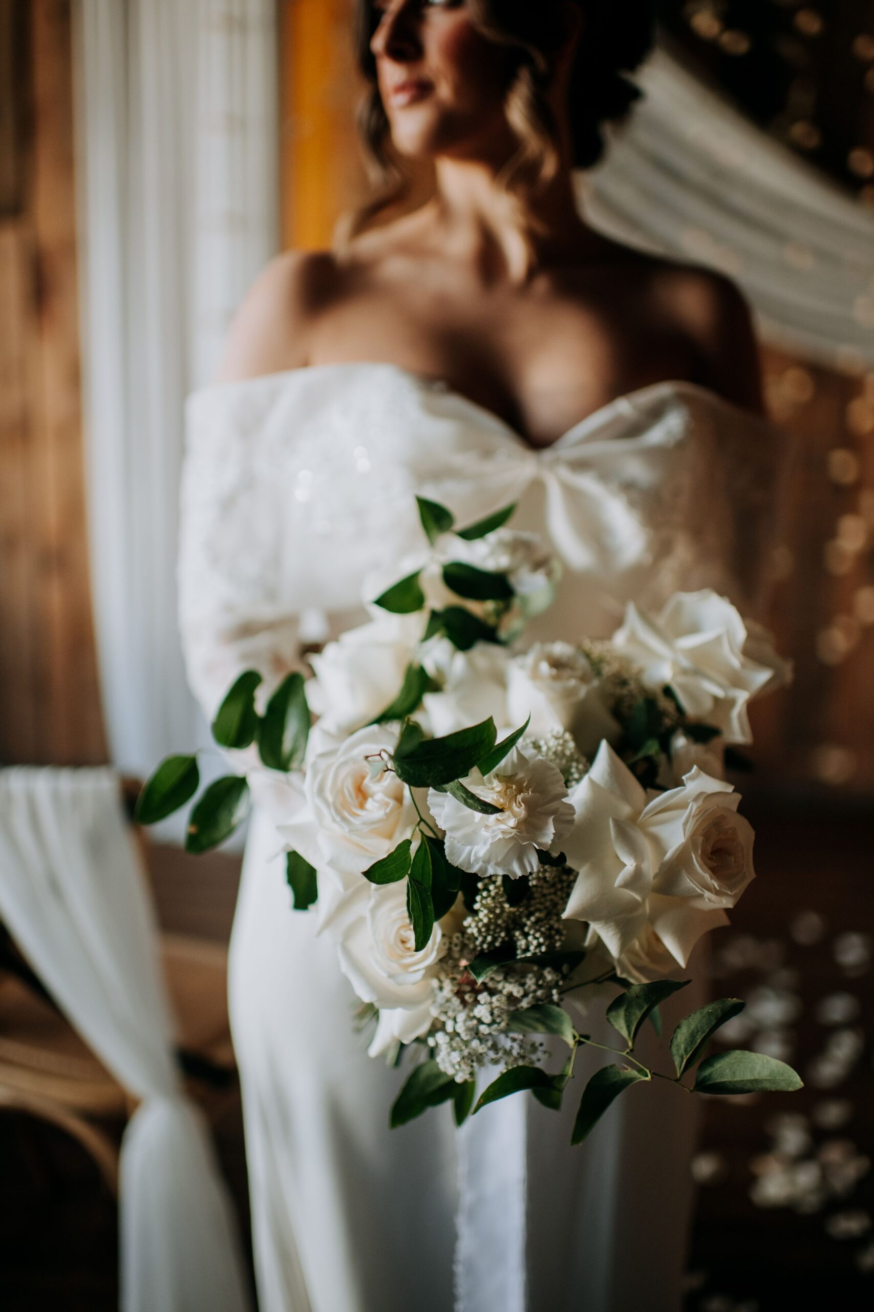 Elegant bridal portrait at Little Wold Vineyard wedding venue
