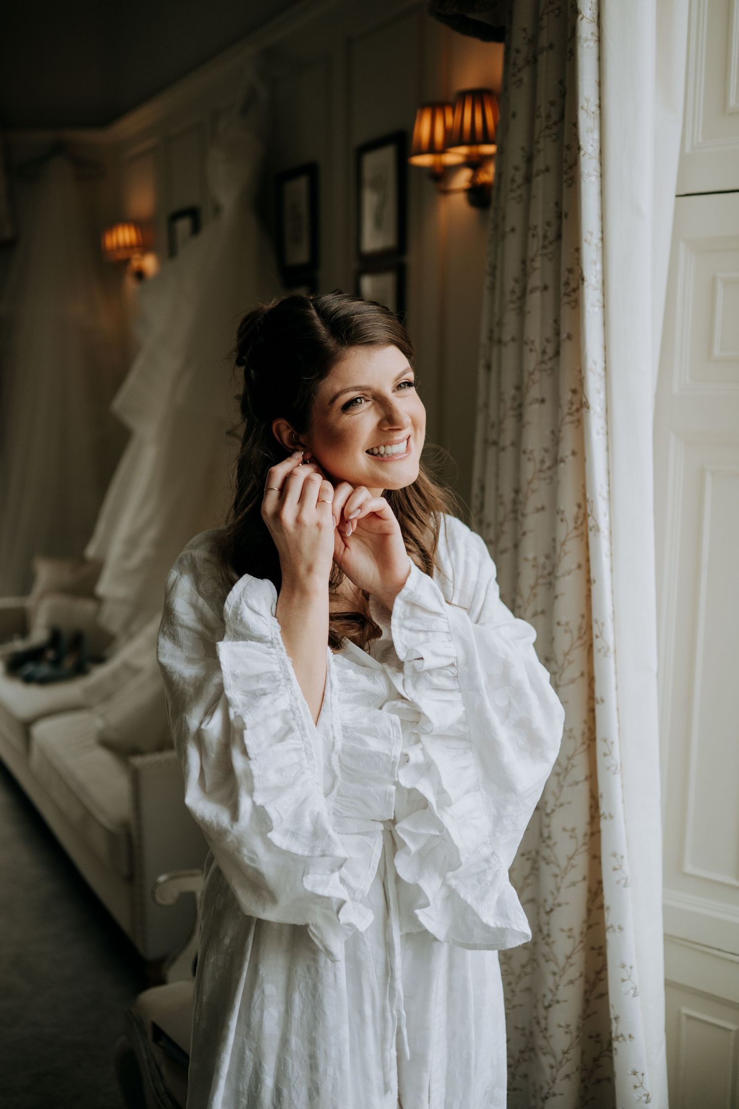 Bride getting ready portrait at Lincolnshire wedding venue
