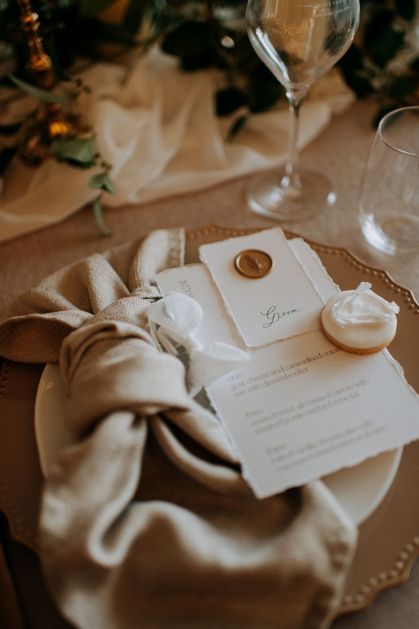 Wedding stationery details photographed at Little Wold Vineyard
