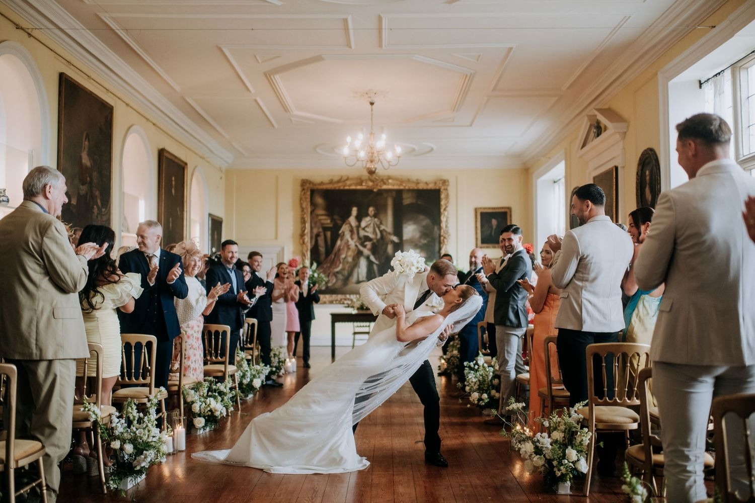 Wedding ceremony inside elegant Lincolnshire wedding venue