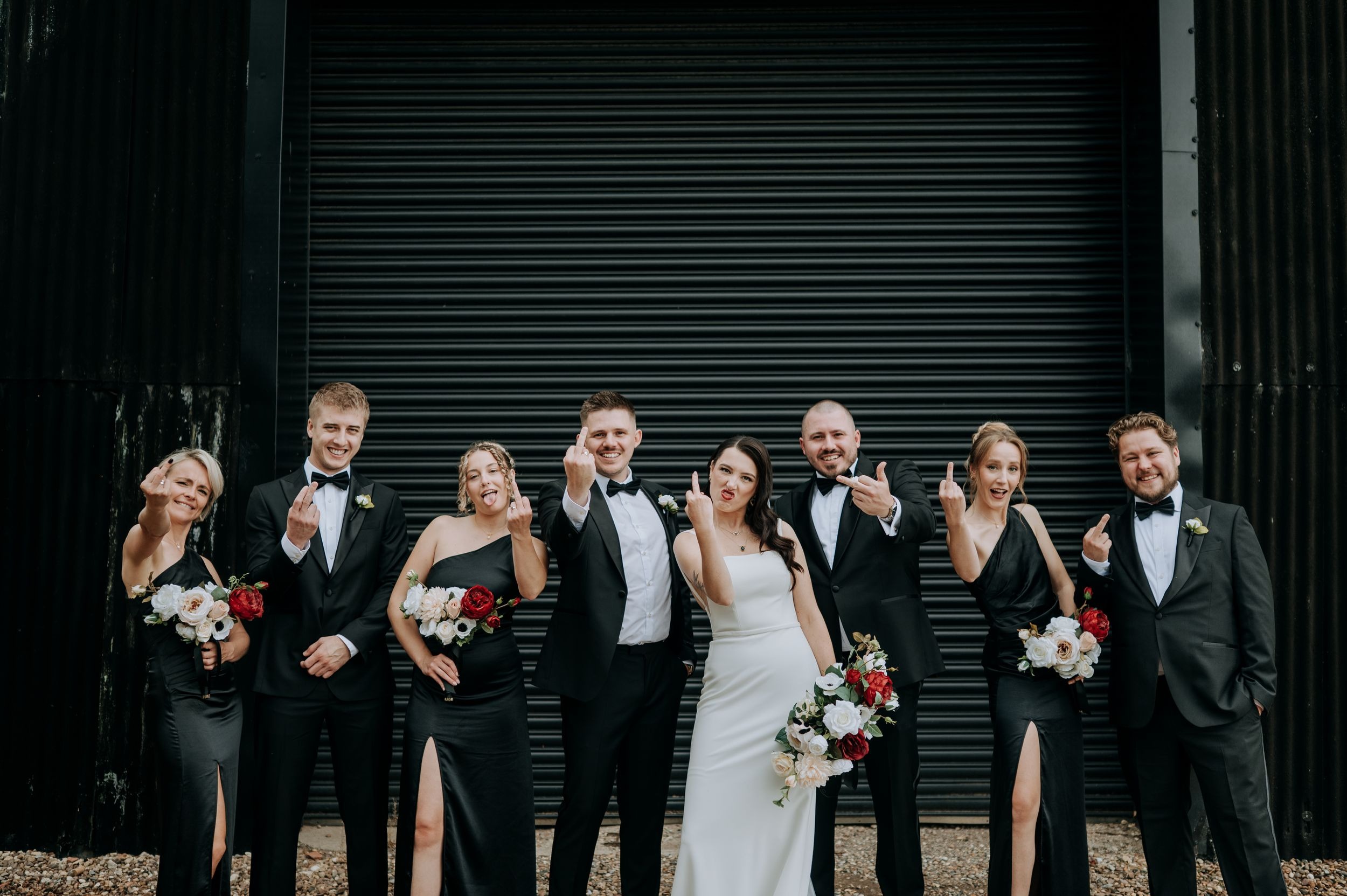 Wedding party portrait at Riverlands wedding venue