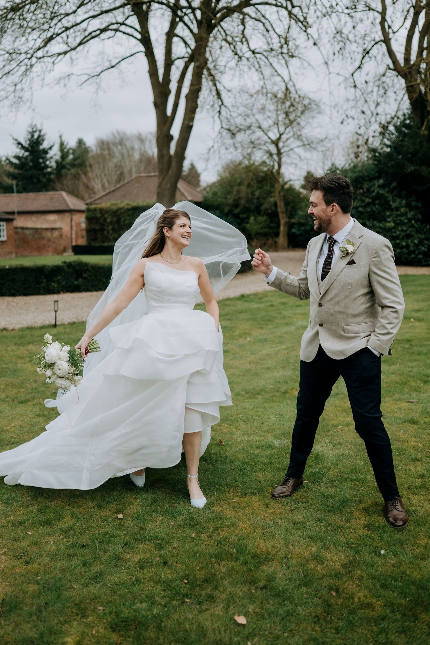 Bride and groom portrait at Lincolnshire countryside wedding venue