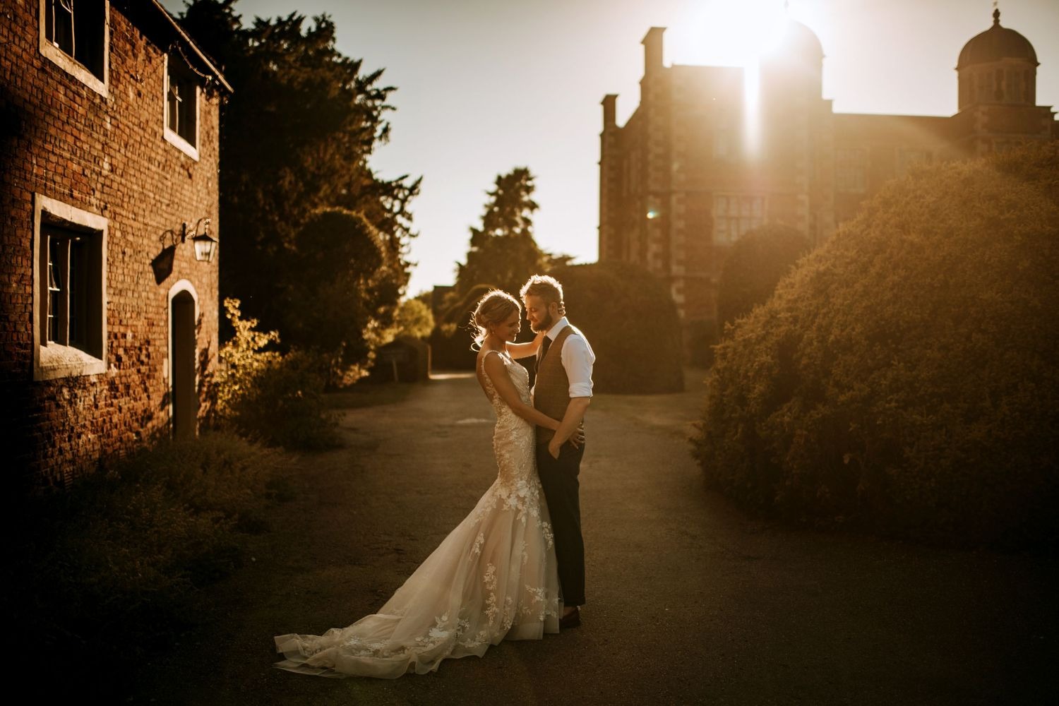 Romantic sunset portrait by Lincolnshire wedding photographer