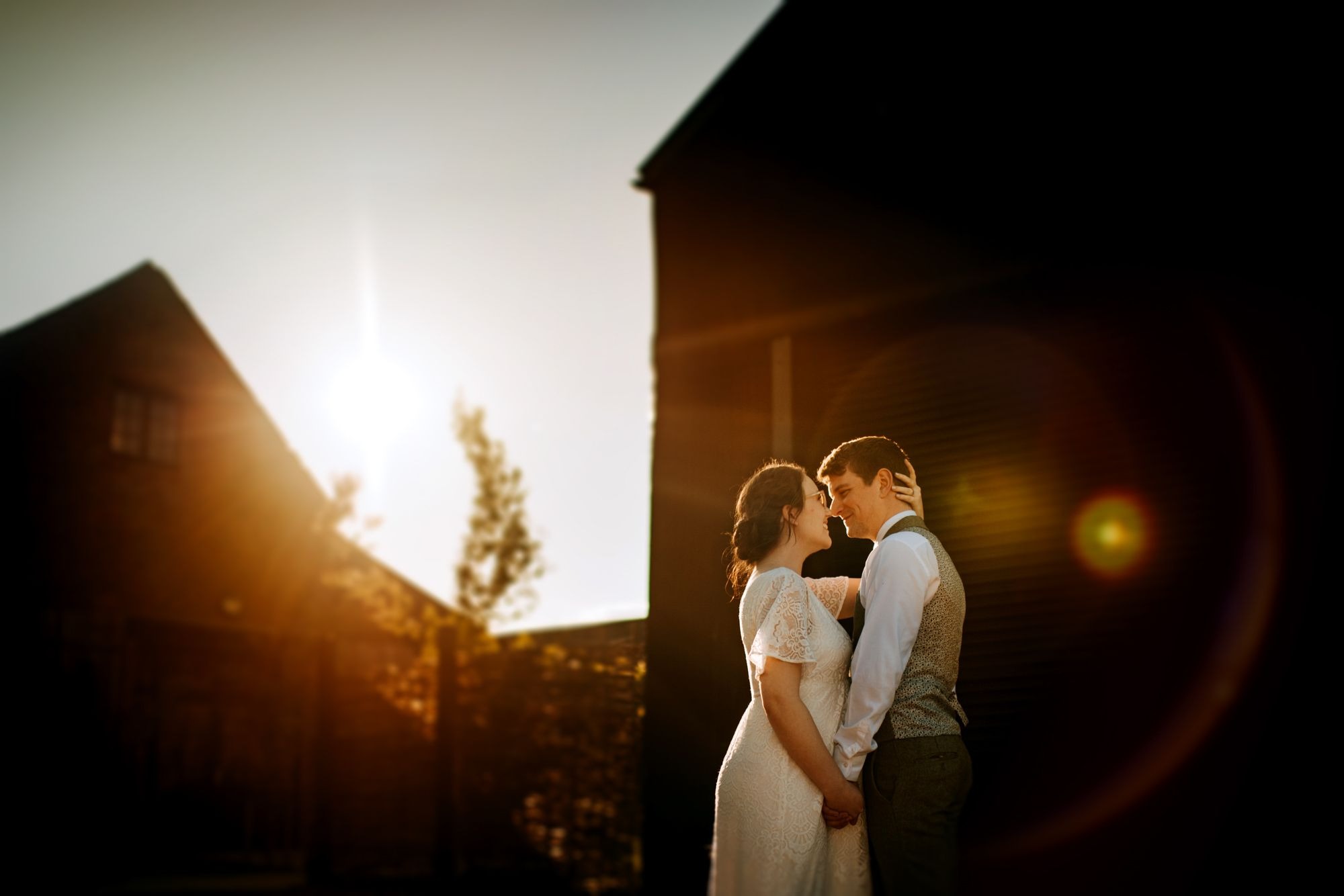 Romantic sunset portrait at Riverlands wedding venue