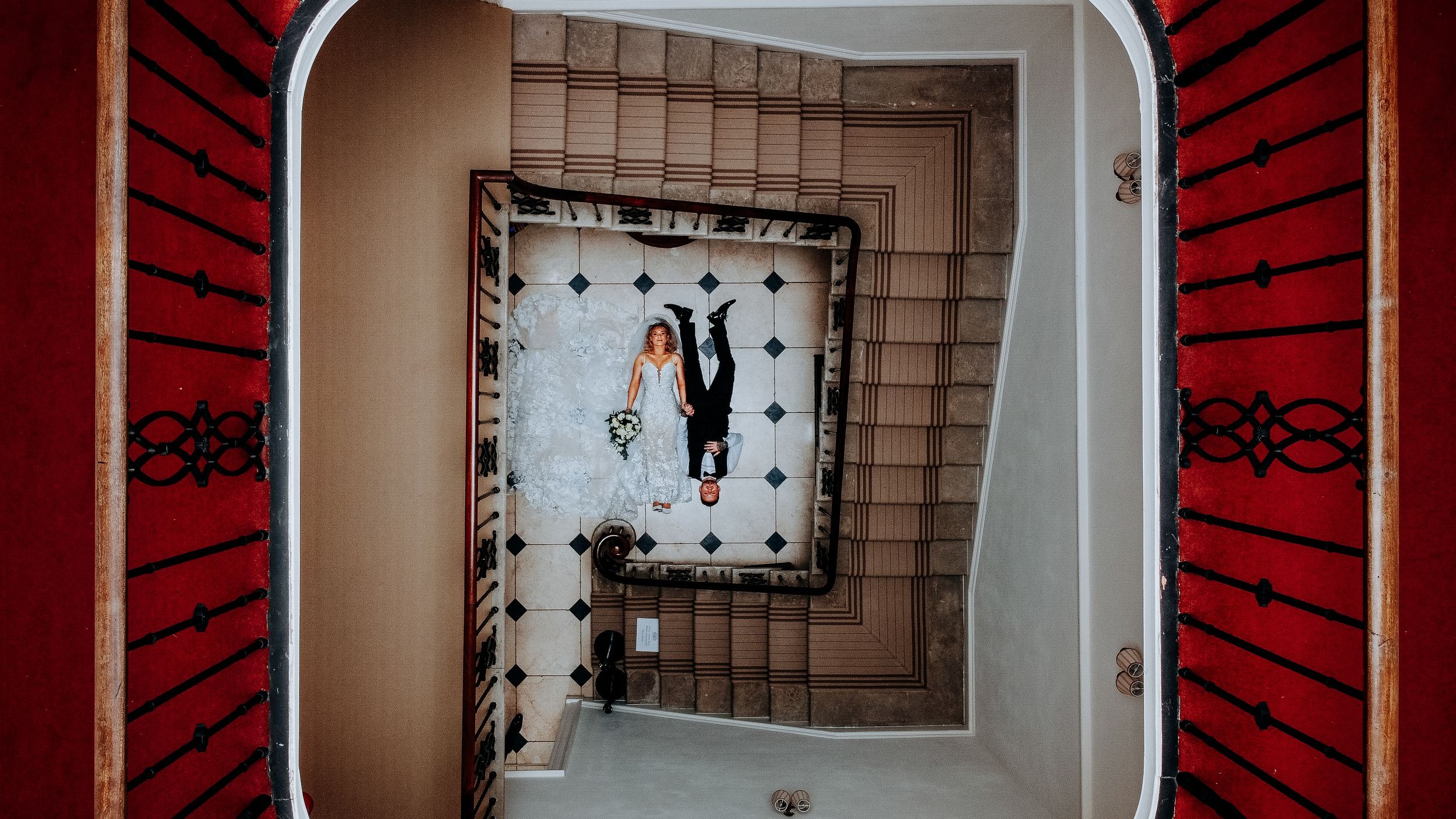 Architectural staircase photograph inside Wootton Hall wedding venue