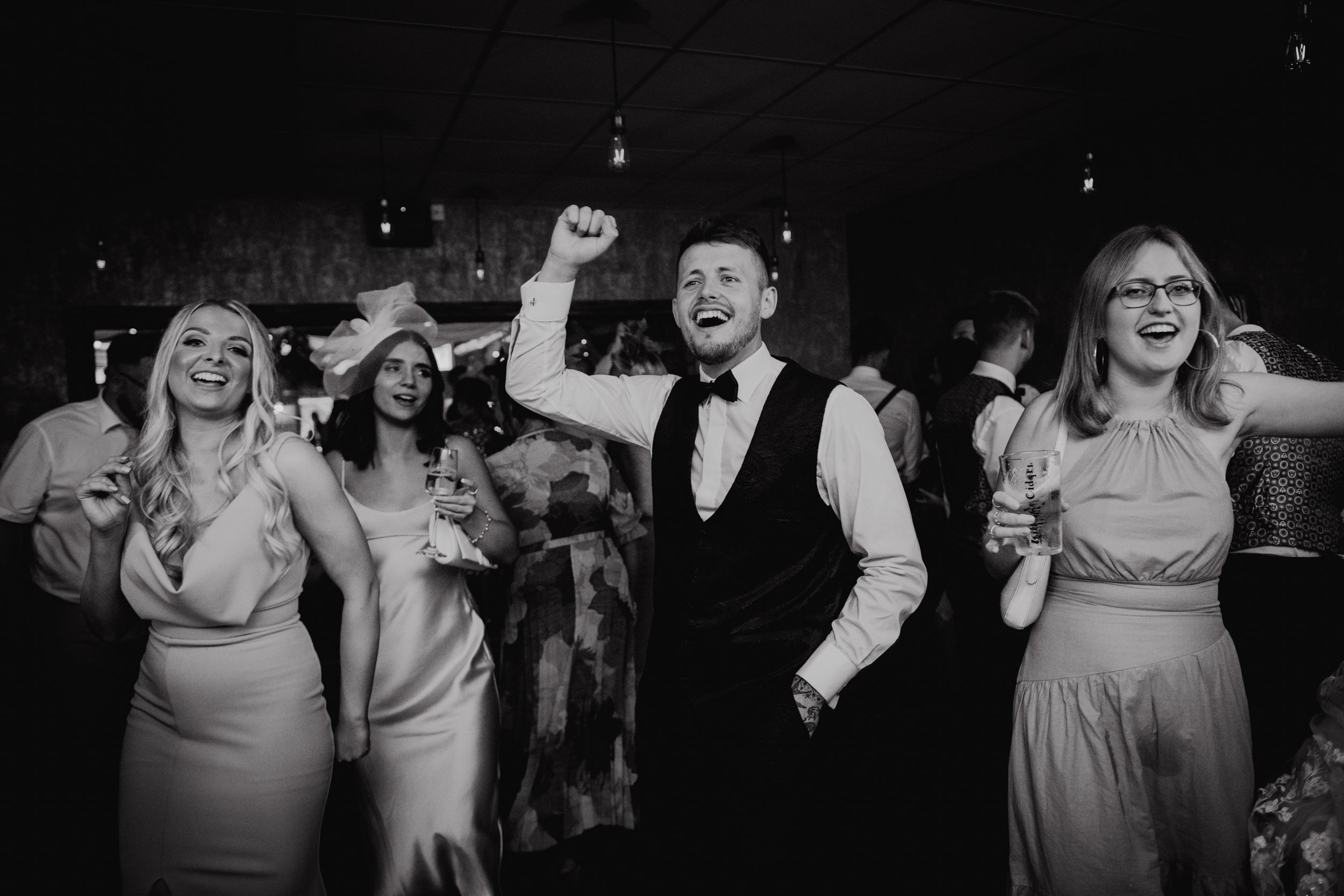 Guests dancing at Wedding reception at Wootton Hall