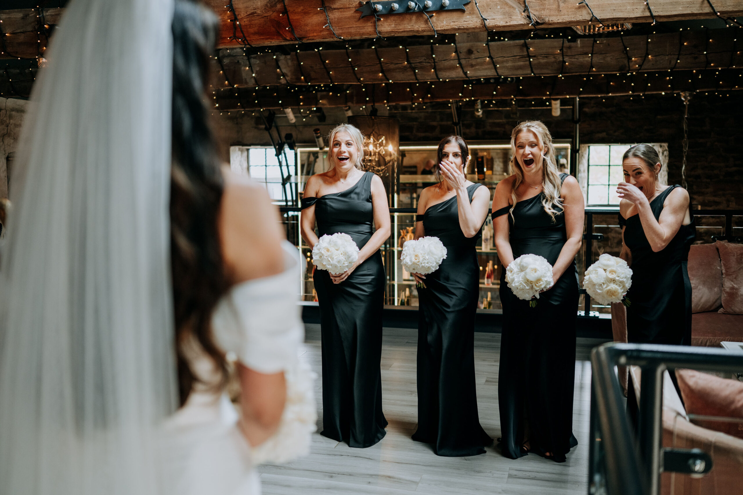 Bridal party during the ceremony at Wharfedale Grange