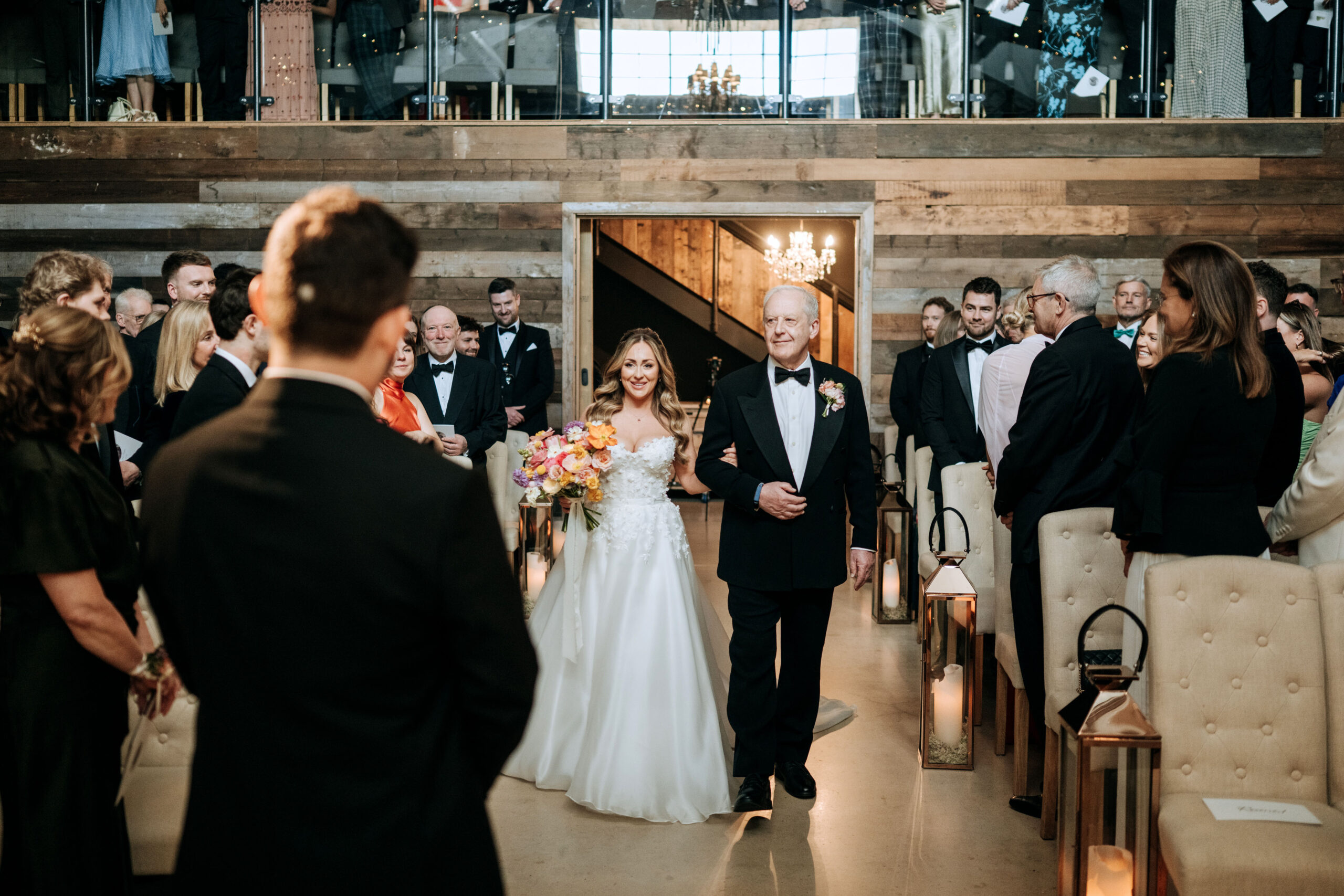 Bride walking down the isle at Wharfedale Grange