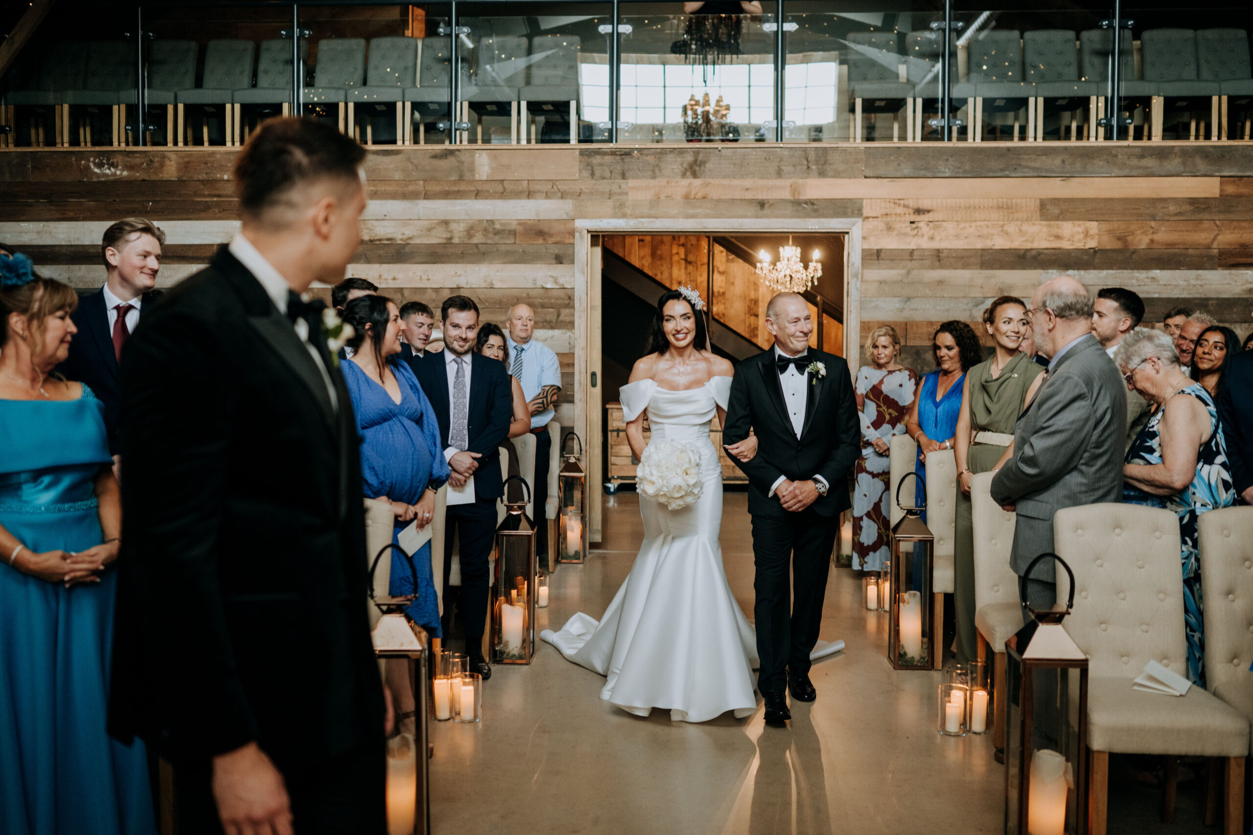 Bride walking down the isle at Wharfdale Grange Wedding