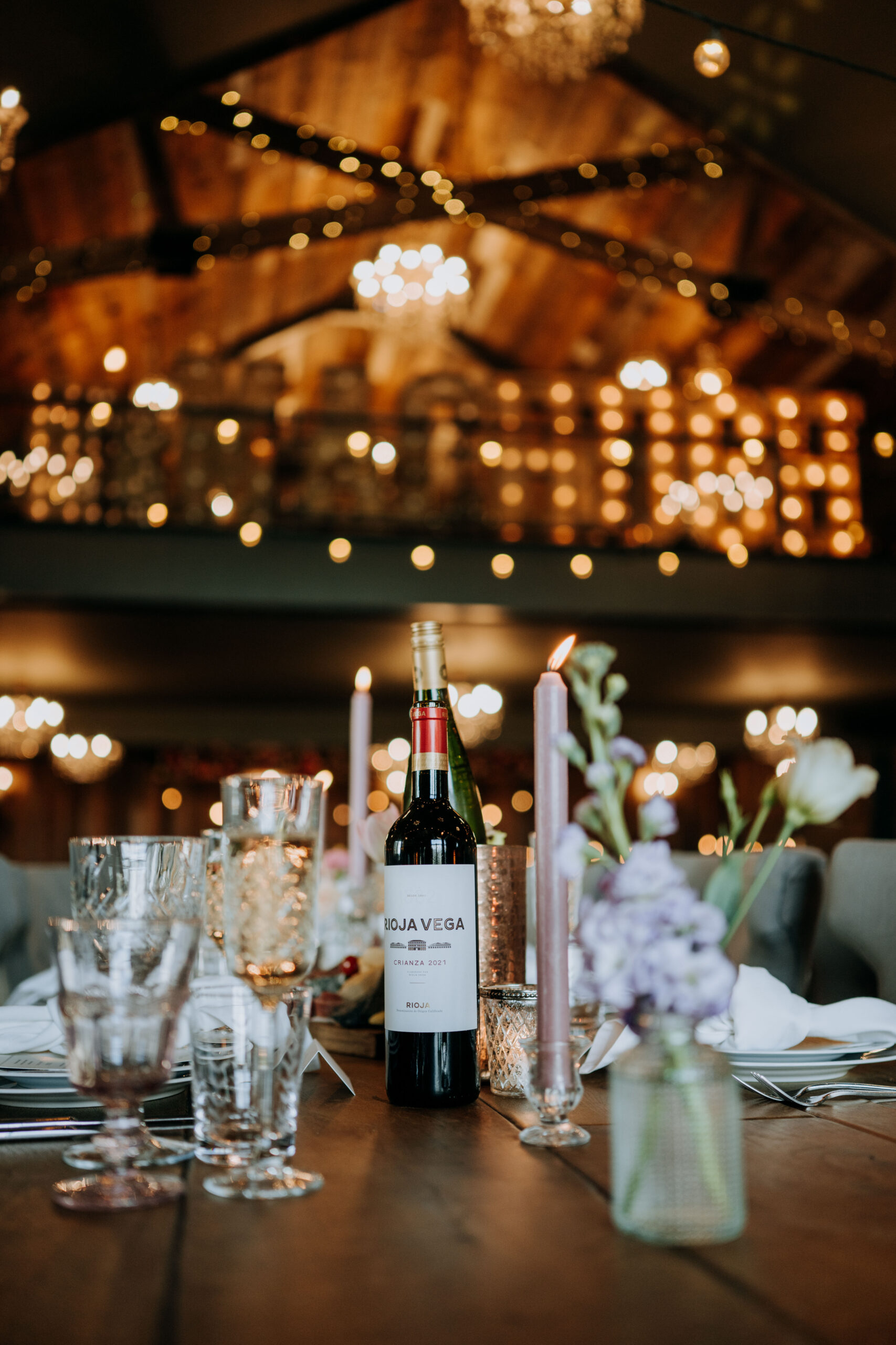 Wedding breakfast styling inside Wharfedale Grange