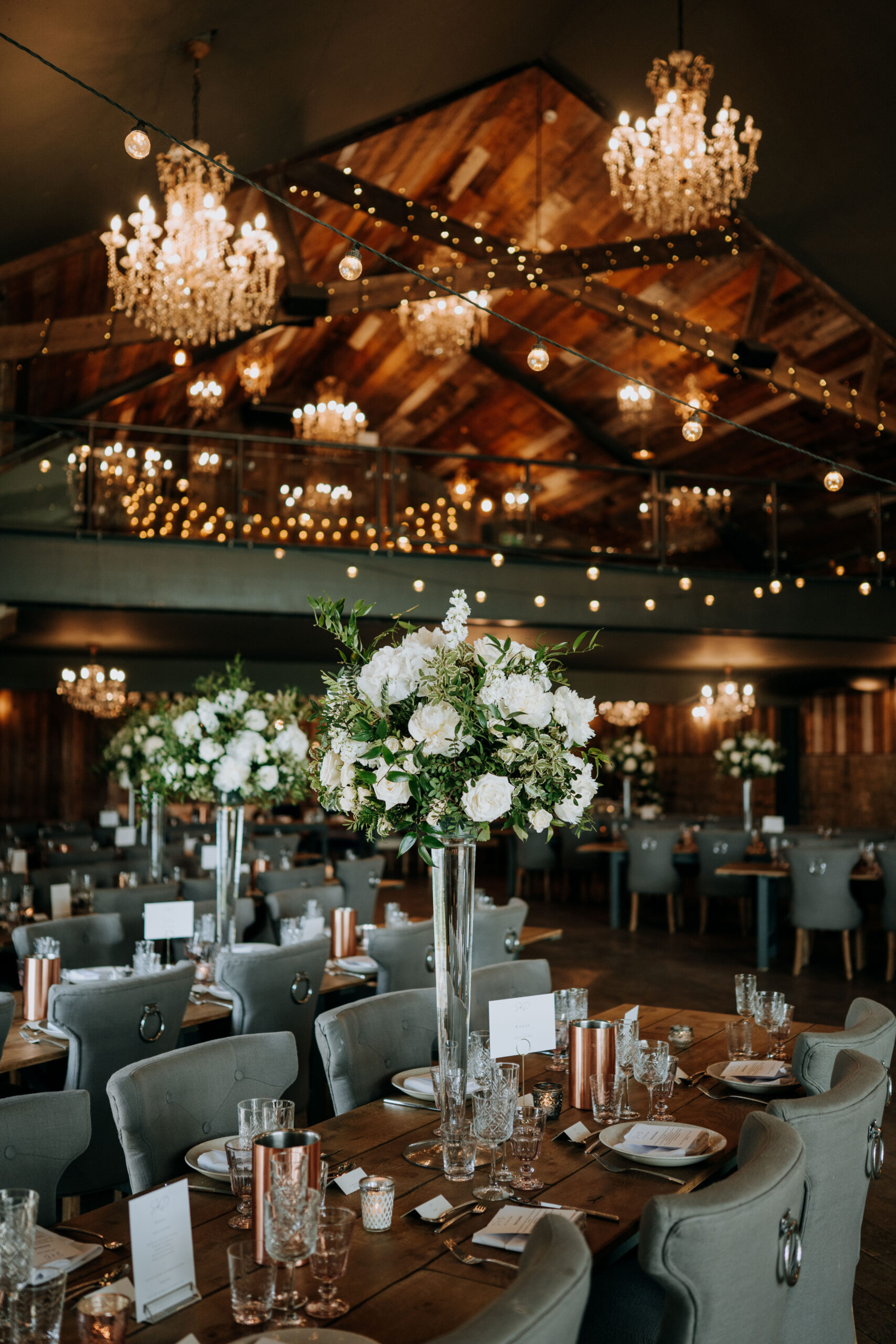 Romantic reception styling at Wharfedale Grange