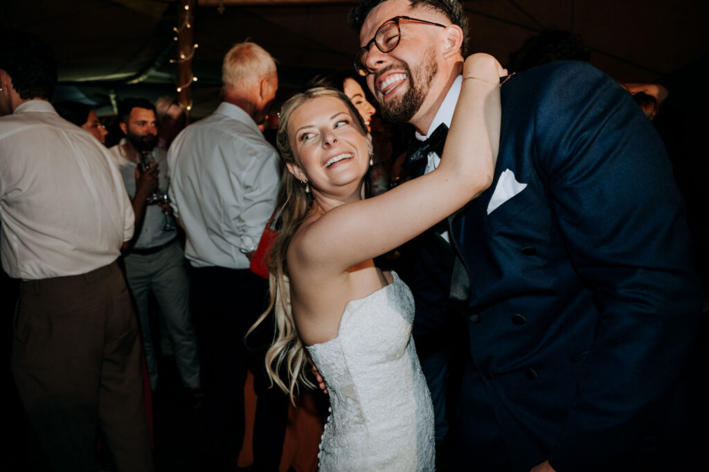 Scrivelsby Walled Garden Wedding evening reception - Bride and Groom Dancing