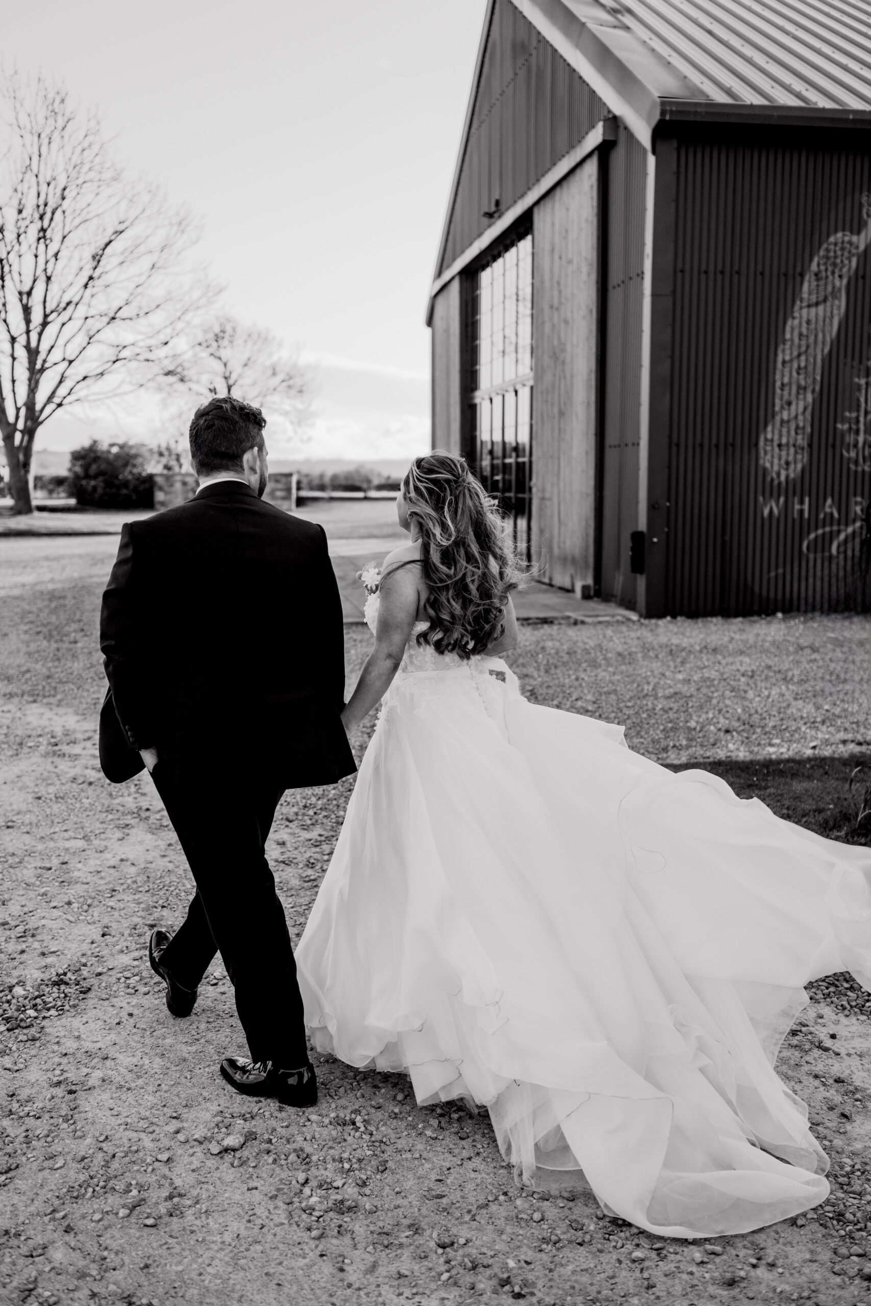 Romantic portrait outside Wharfedale Grange wedding venue