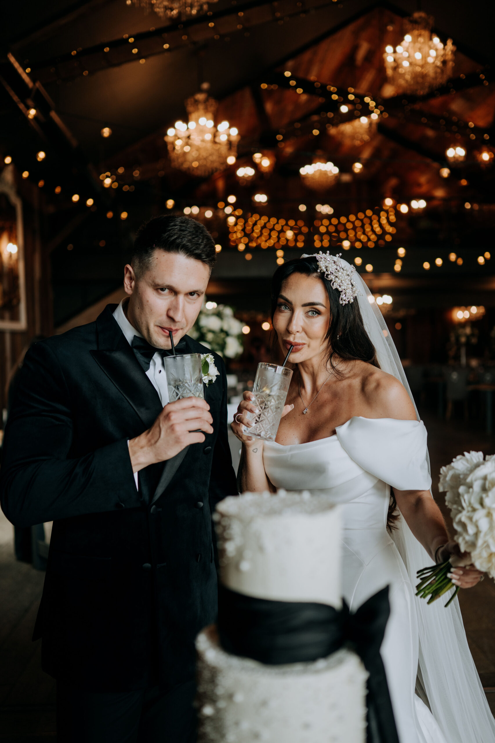 Couple toasting with champagne at their Wharfedale Grange wedding