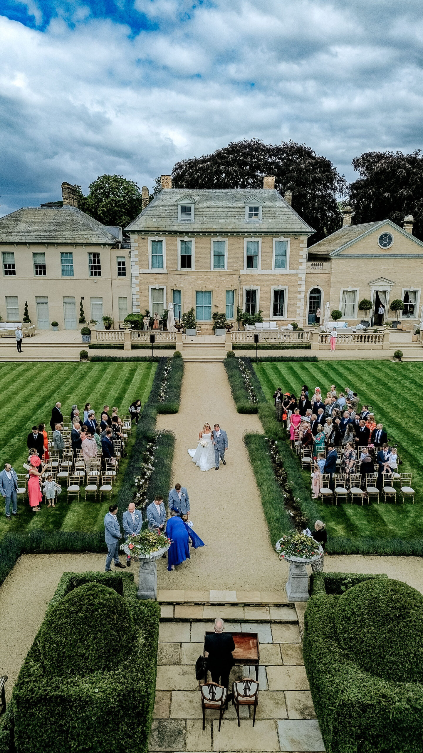 Hotham Hall Estate Wedding Arial Shot of Guests