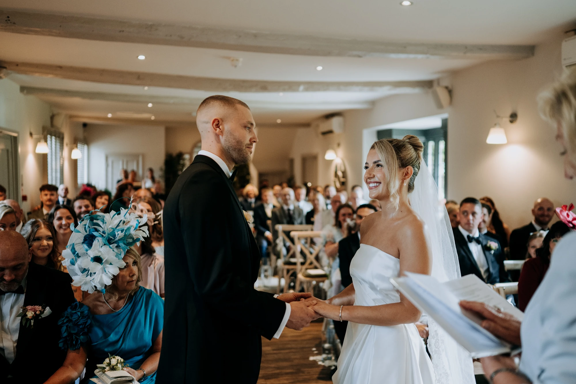 Tiffany and Dan during their Coach House ceremony at Doddington Hall